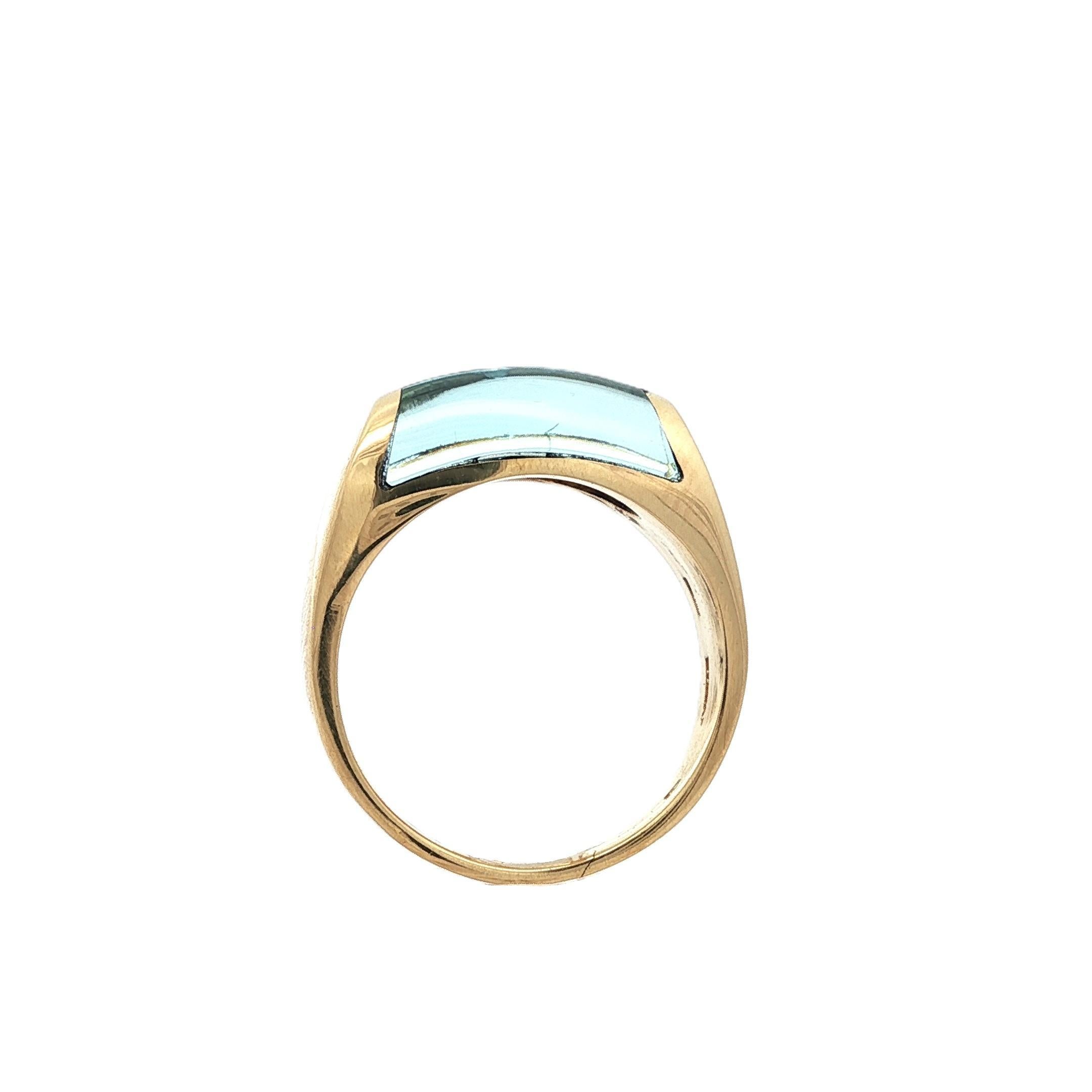 Bague Bulgari Tronchetto en or jaune 18k avec topaze bleue taillée sur mesure en vente 3