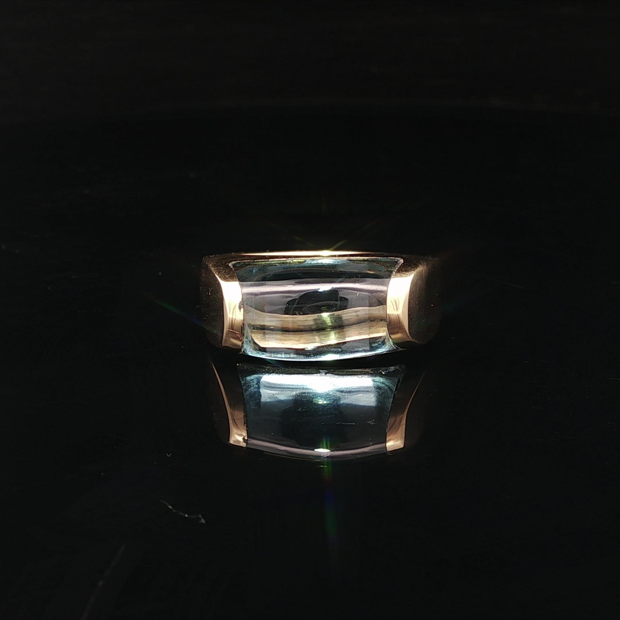 Bague Bulgari Tronchetto en or jaune 18k avec topaze bleue taillée sur mesure en vente 4