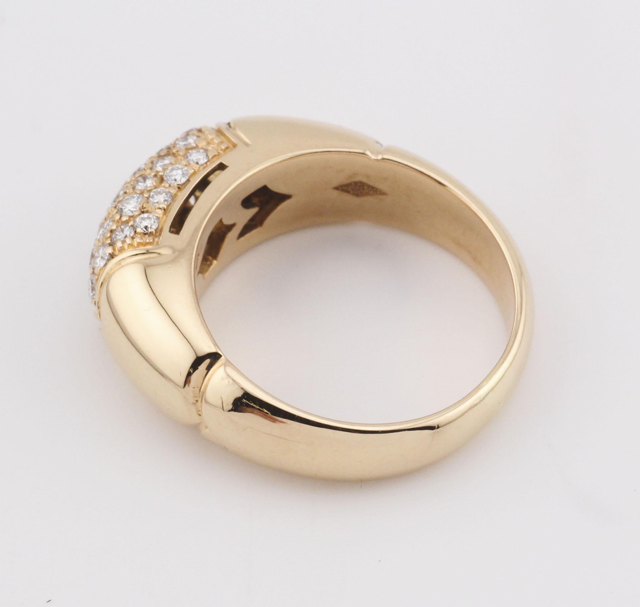 Women's Bulgari Tronchetto Diamond 18k Yellow Gold Ring Size 5.25 For Sale
