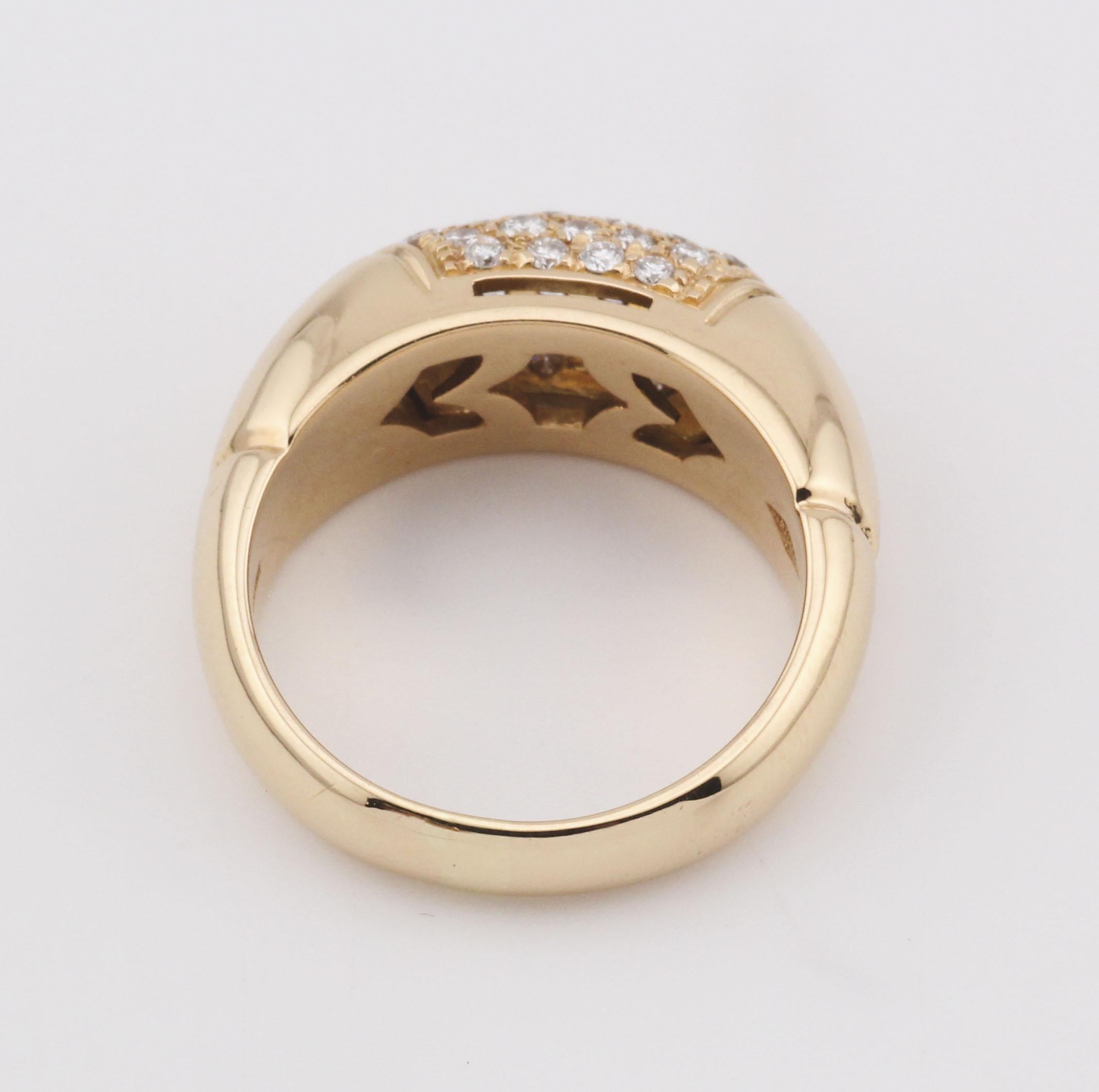 Bulgari Tronchetto Diamond 18k Yellow Gold Ring Size 5.25 For Sale 1