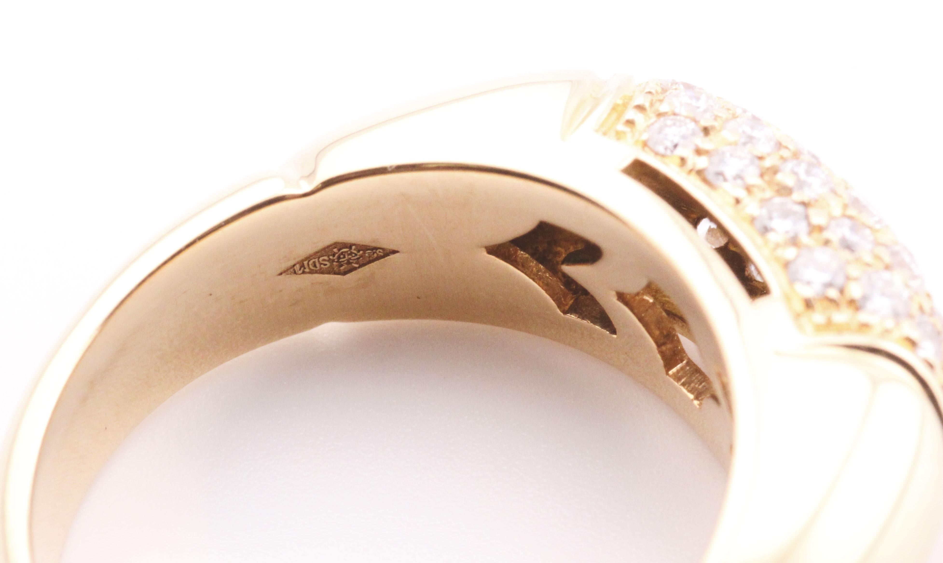 Bulgari Tronchetto Diamond 18k Yellow Gold Ring Size 5.25 For Sale 2