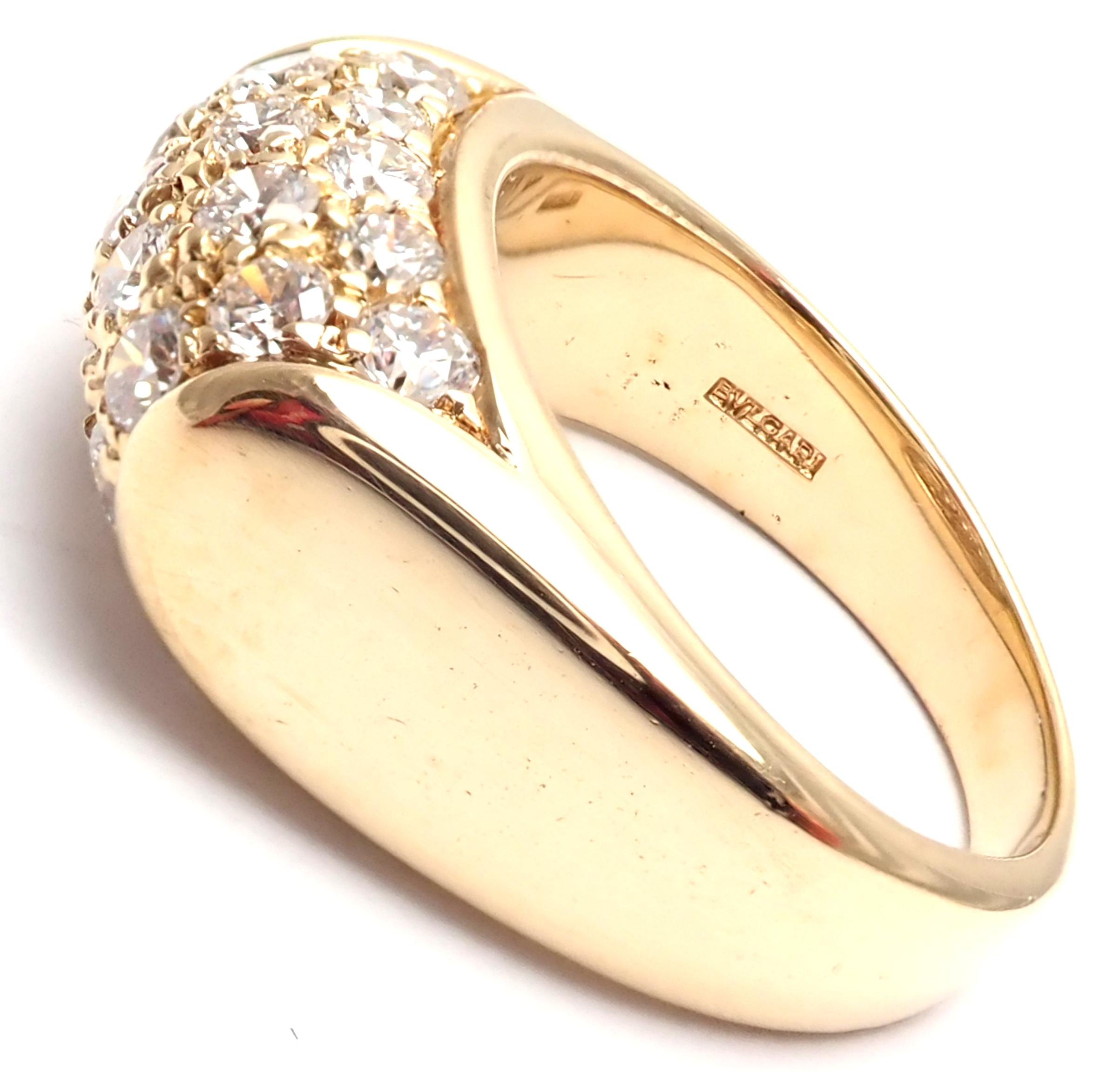 Bulgari Tronchetto Diamond Yellow Gold Band Ring In Excellent Condition In Holland, PA
