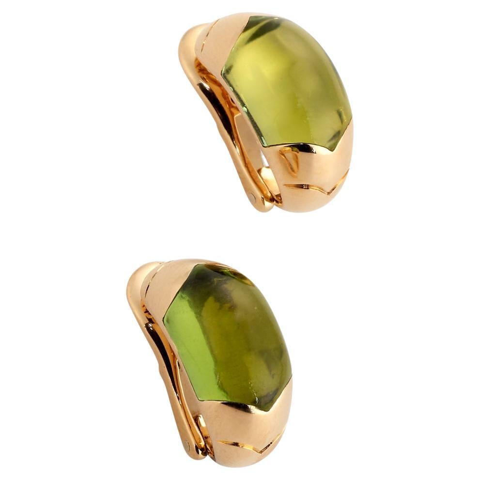 BULGARI Boucles d
oreilles Tronchetto en or jaune et péridot