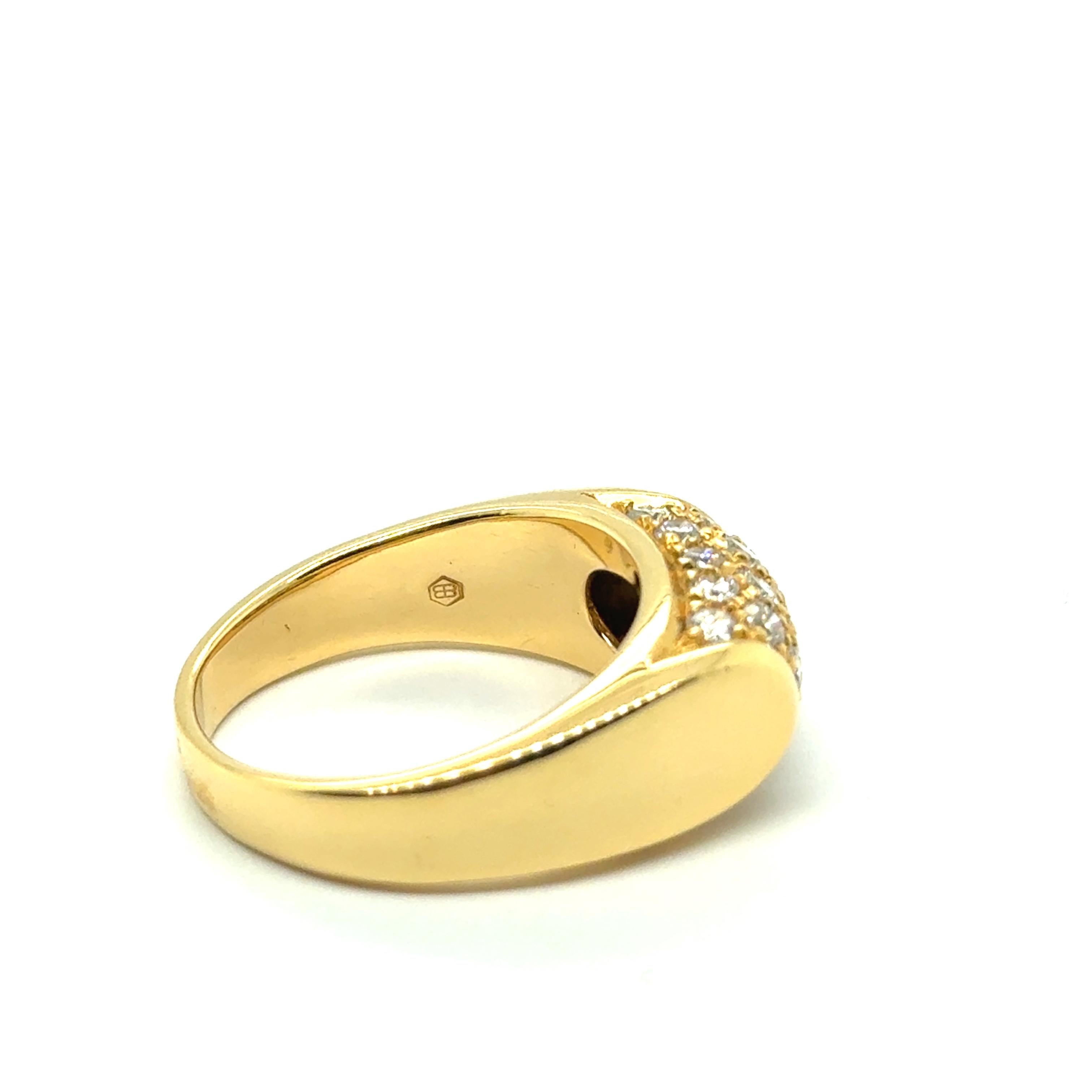 Bulgari Tronchetto Ring in 18 Karat Yellow Gold with Diamonds For Sale 6