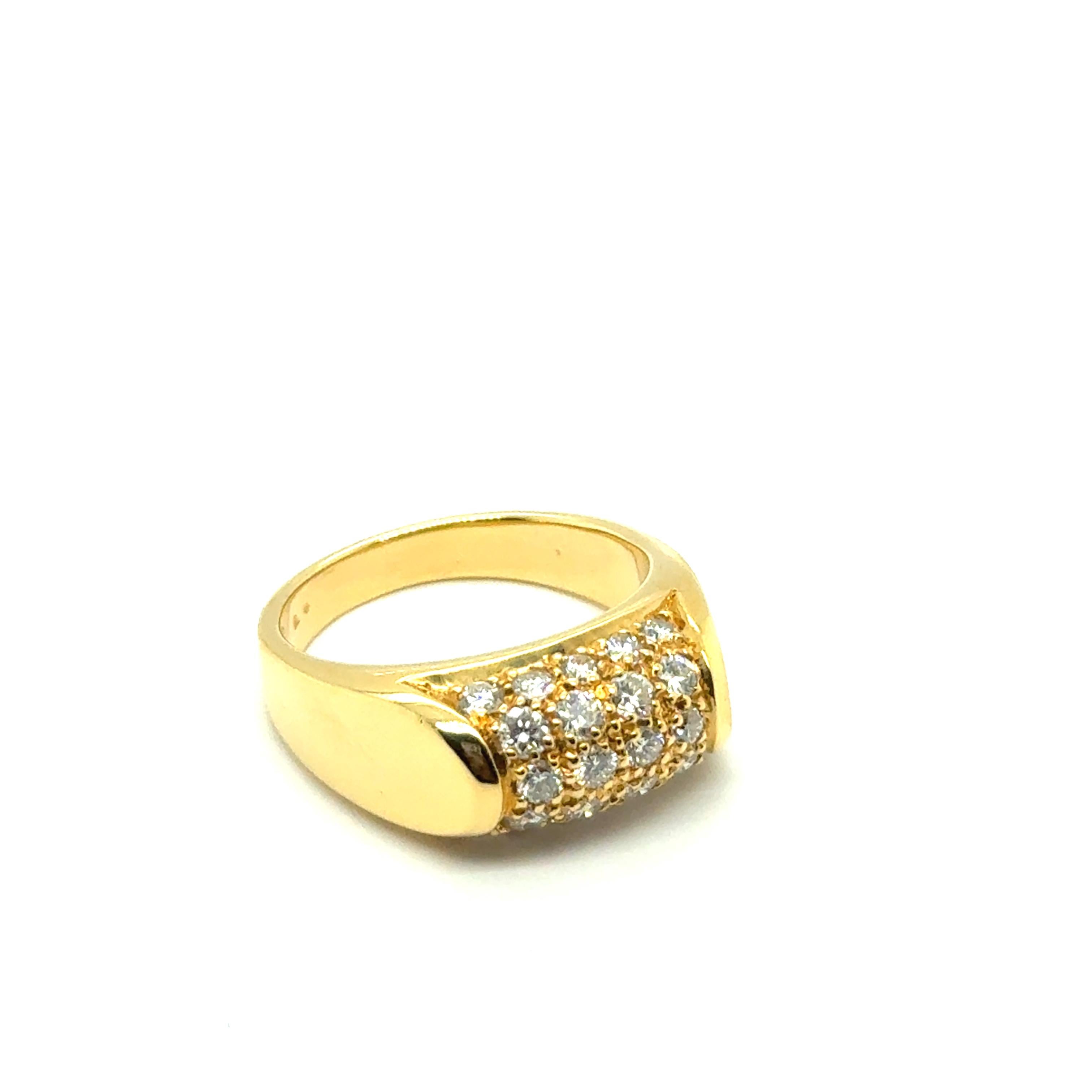 Modern Bulgari Tronchetto Ring in 18 Karat Yellow Gold with Diamonds For Sale