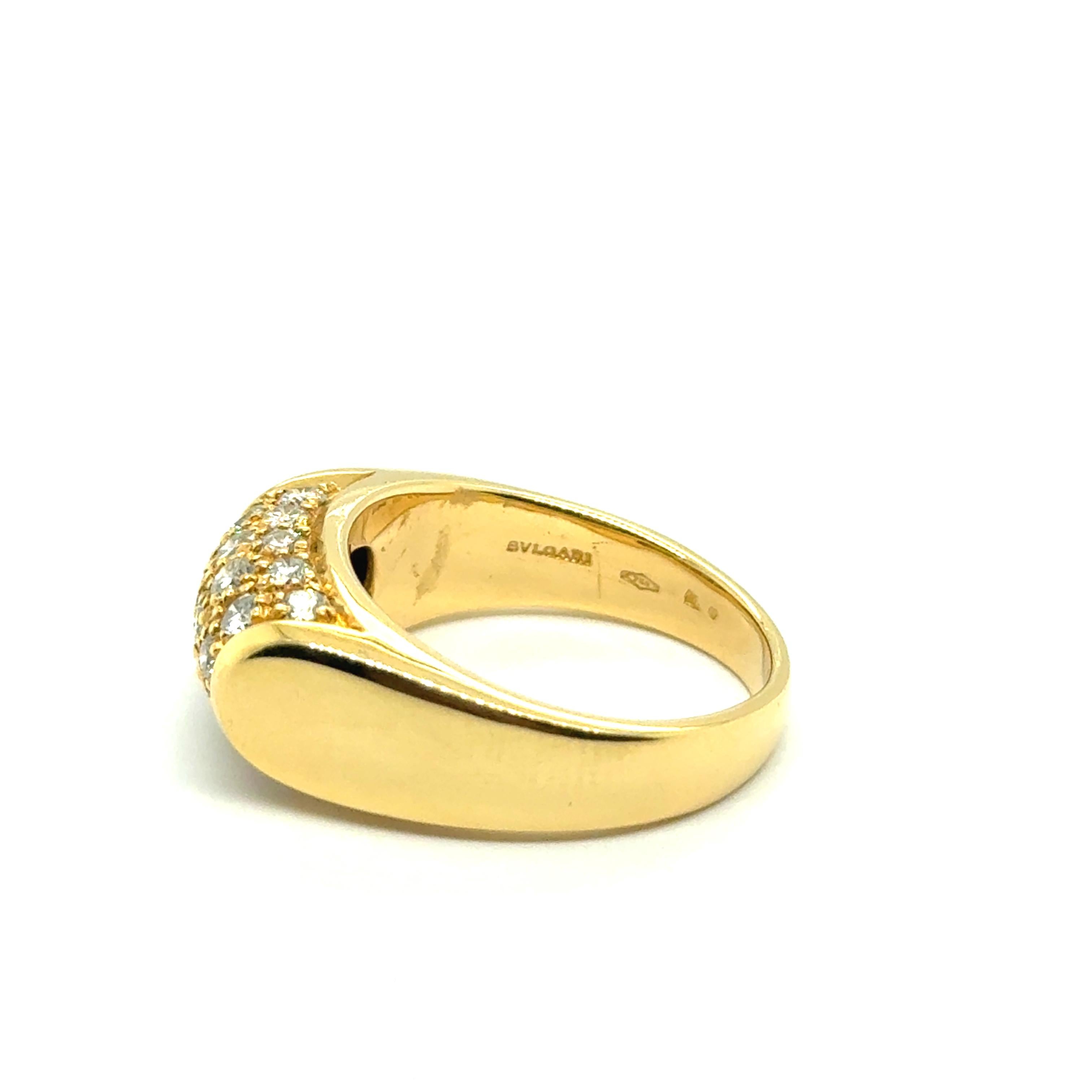 Bulgari Tronchetto Ring in 18 Karat Yellow Gold with Diamonds For Sale 3