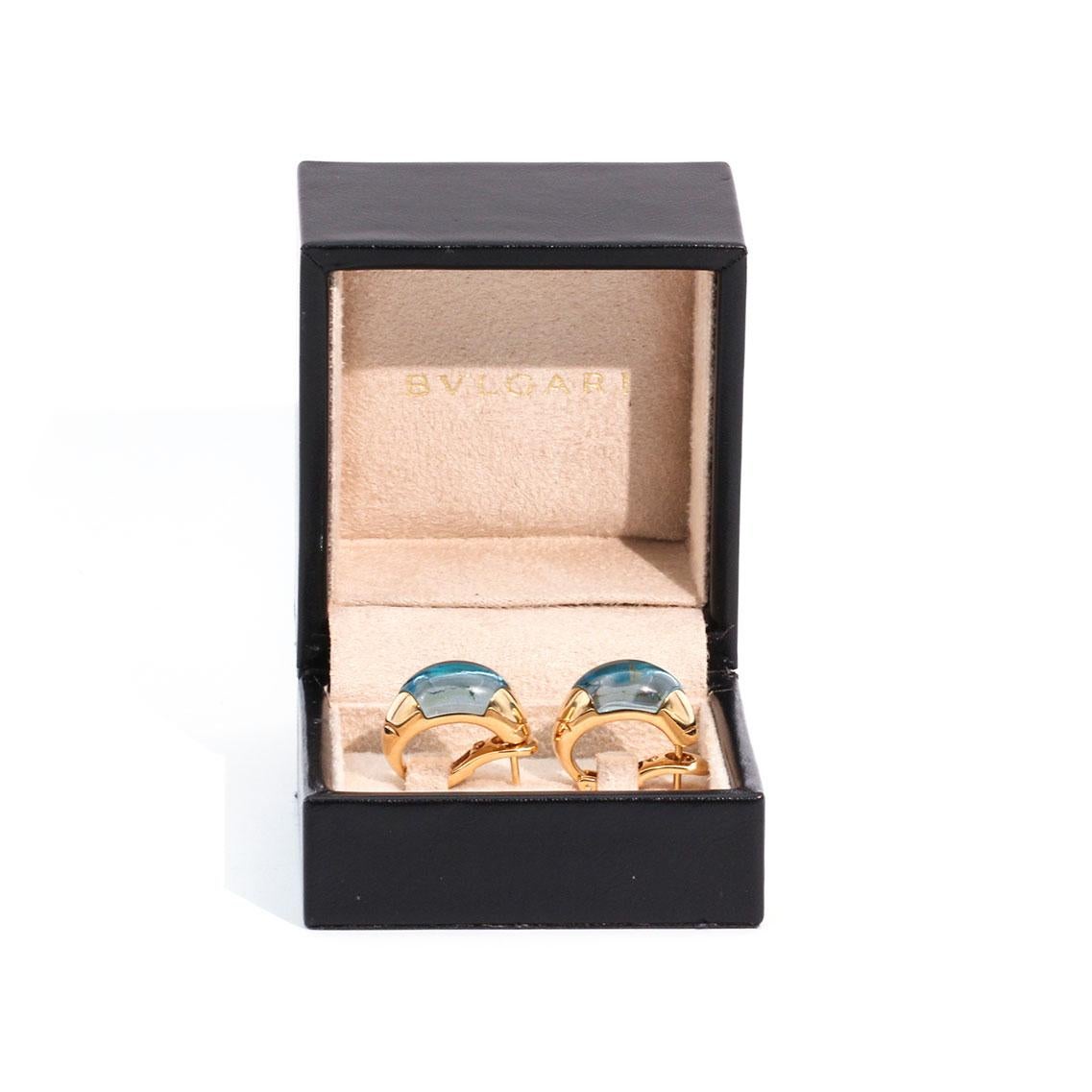 Contemporary Bulgari Tronchetto Topaz Earrings in 18 Carat Yellow Gold with Original Box