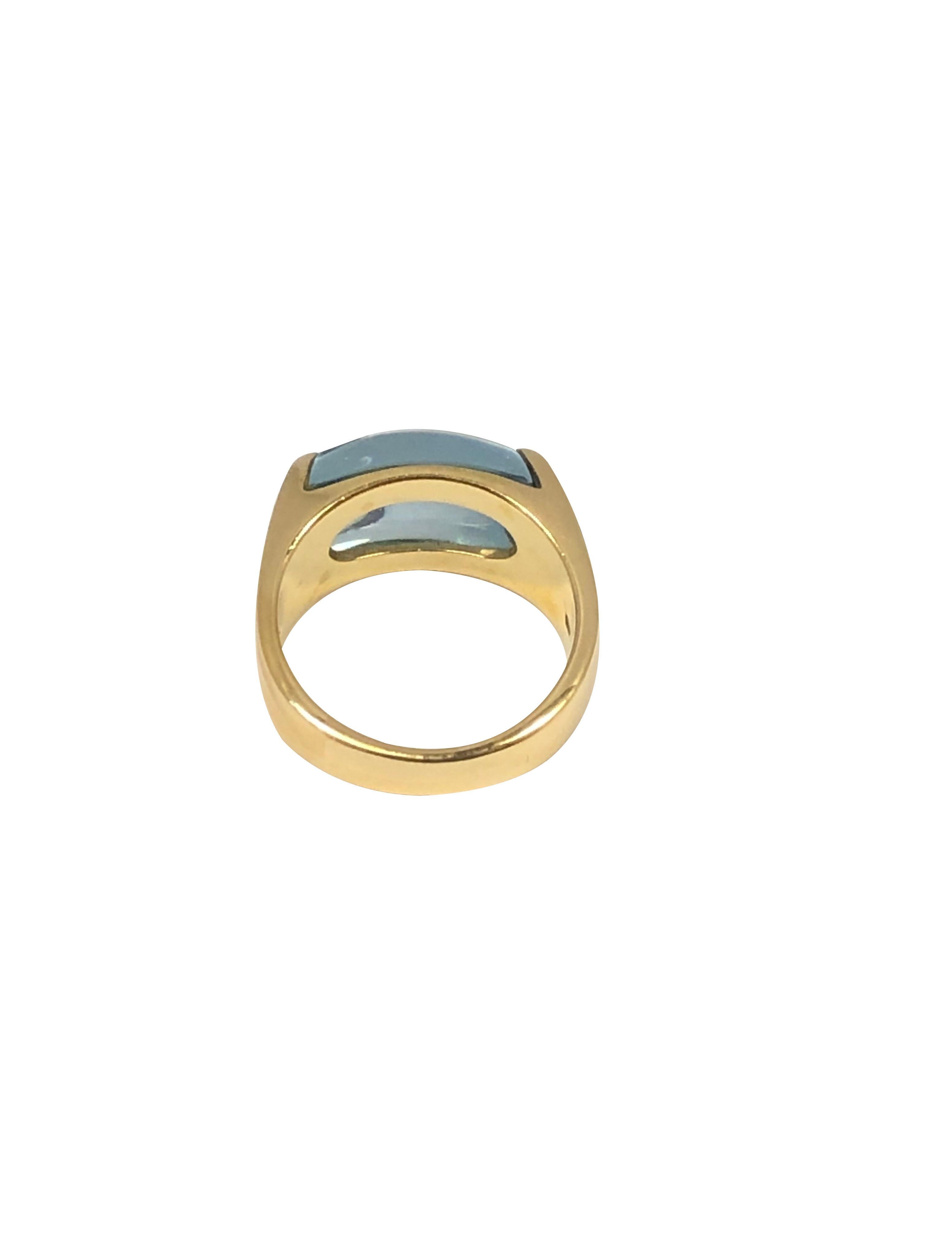 Bulgari Tronchetto-Ring aus Gelbgold und blauem Topas im Zustand „Hervorragend“ im Angebot in Chicago, IL