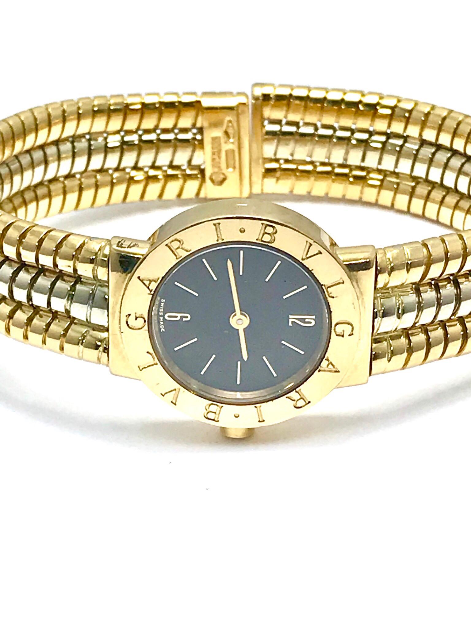 Bulgari Tubogas 18 Karat Tri-Color Gold Open Flex Watch Bangle Bracelet 6