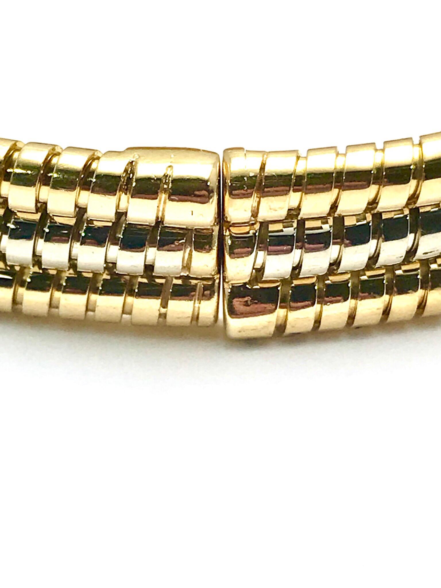 Bulgari Tubogas 18 Karat Tri-Color Gold Open Flex Watch Bangle Bracelet 4