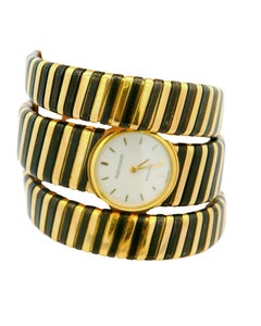 Bulgari Tubogas 18K Yellow and Blackened Gold Vintage Rare Watch