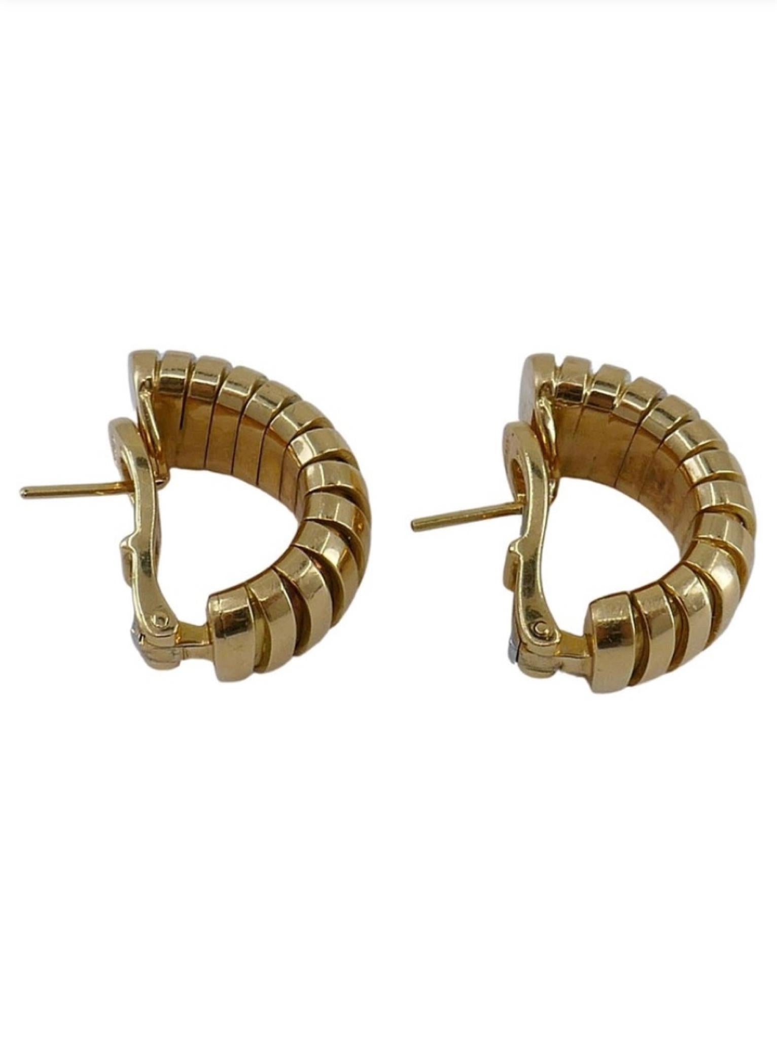 Women's BULGARI Tubogas 18K Yellow Gold Earclips For Sale