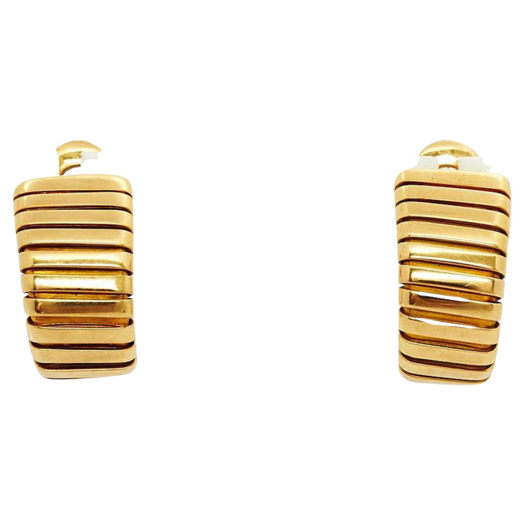 BULGARI Tubogas 18K Yellow Gold Earclips