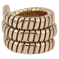 Bulgari Tubogas, bague serpent souple en or jaune 18 carats, taille 5,5