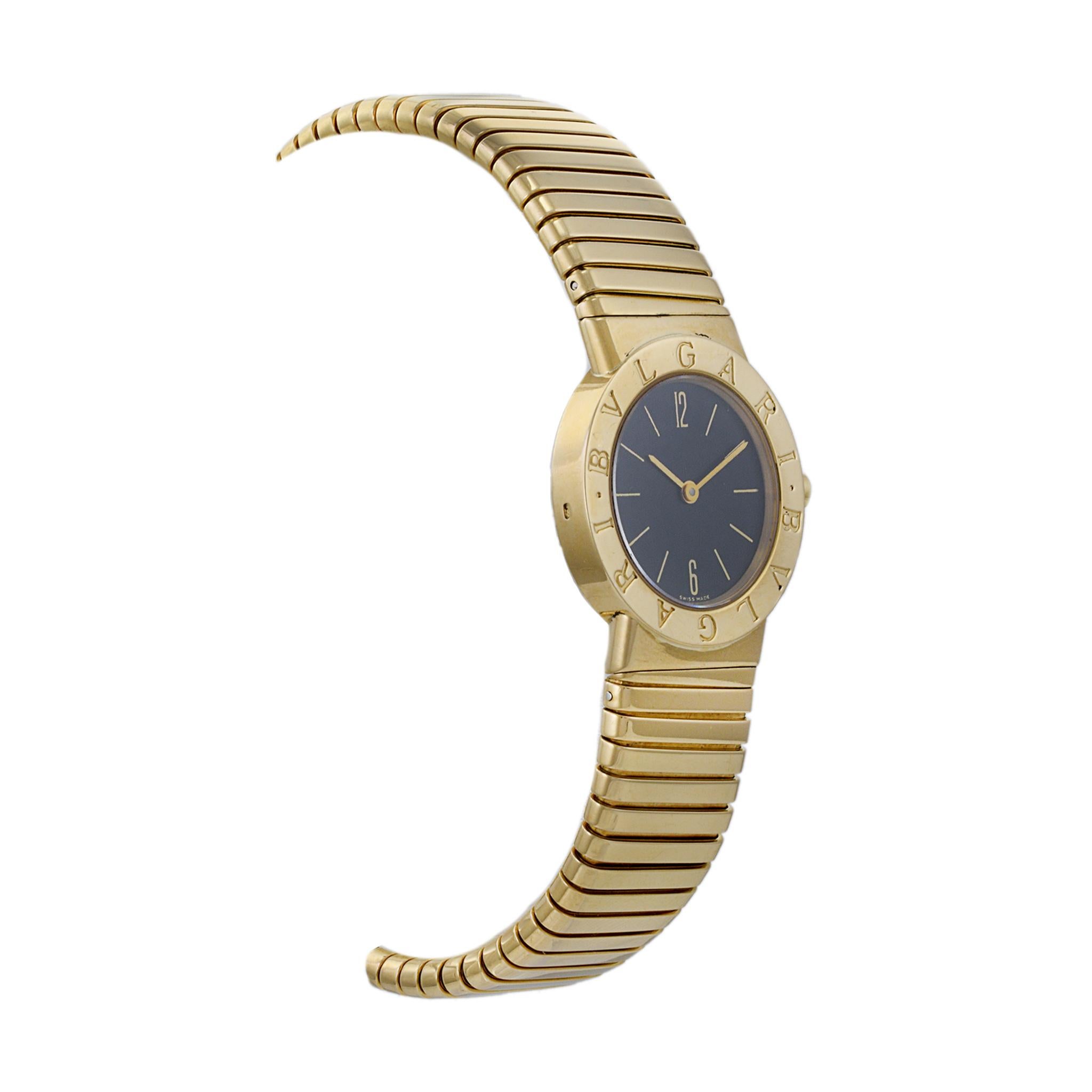 Bulgari Tubogas 18K Yellow Gold Quartz In Good Condition For Sale In New York, NY
