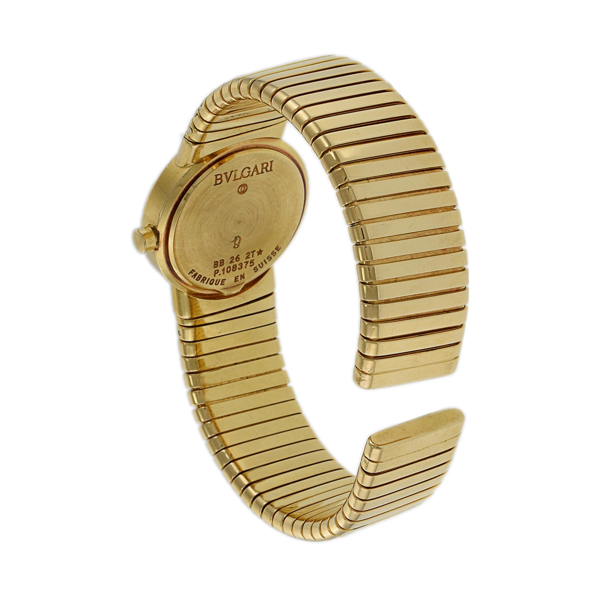 Bulgari Tubogas in oro giallo 18 carati al quarzo in vendita 1