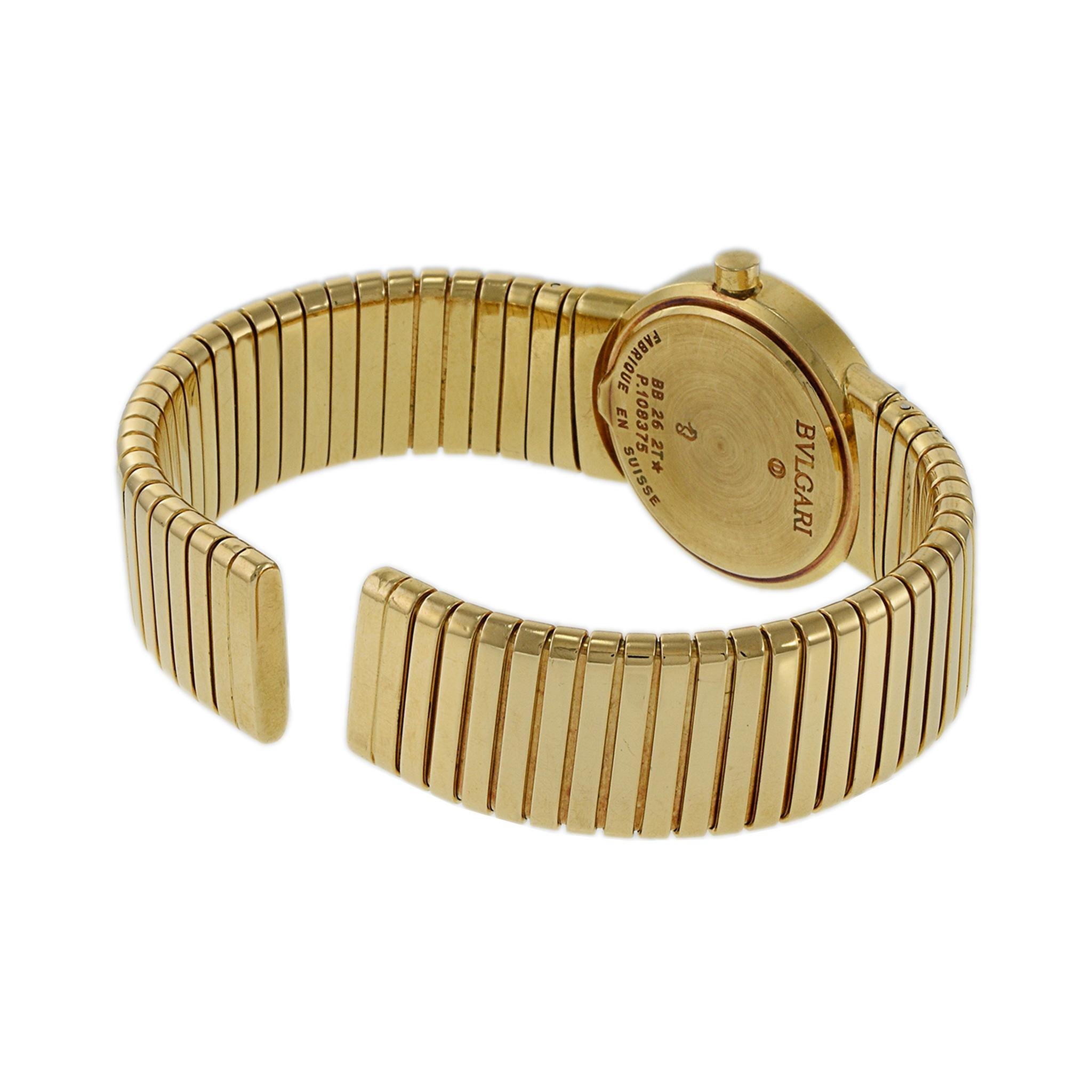 Bulgari Tubogas in oro giallo 18 carati al quarzo in vendita 2