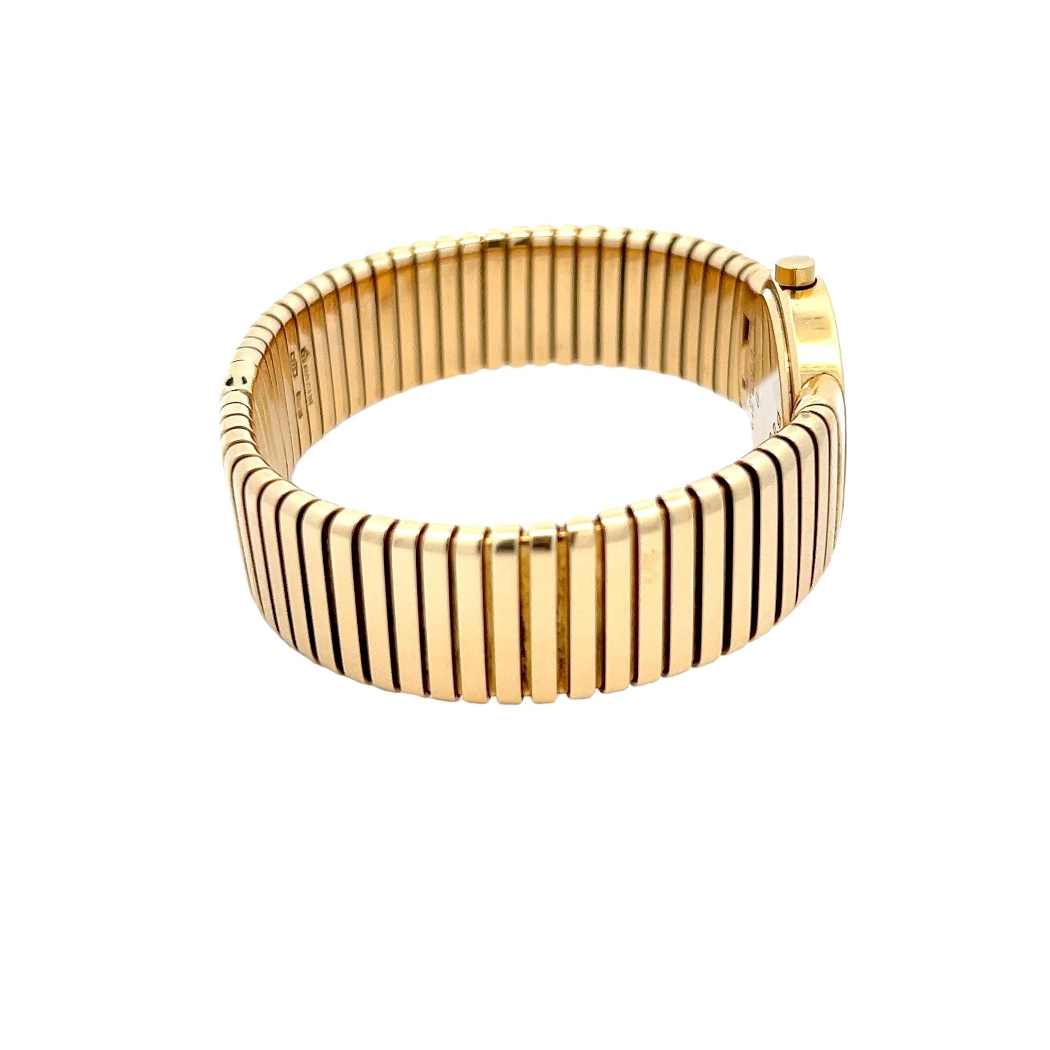 Women's Bulgari Tubogas 18K Yellow Gold Quartz Watch – 98.5 Grams For Sale