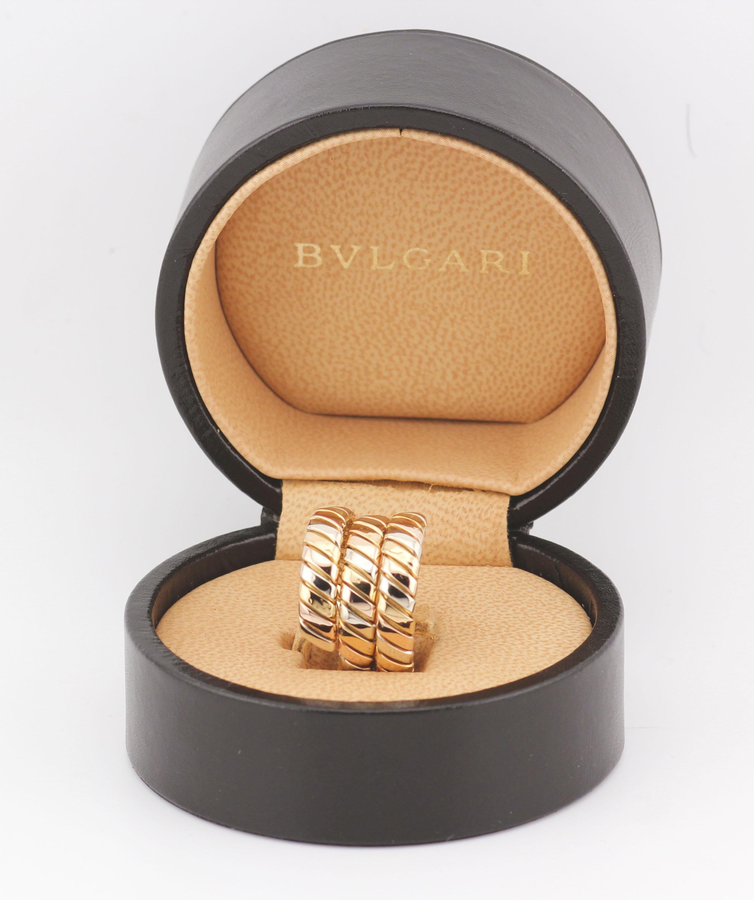 Bulgari Tubogas, bague serpent souple en or 18 carats 3 couleurs, taille 6,5 en vente 2