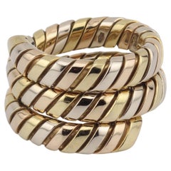 Bulgari Tubogas Flexibler Schlangenring, 3 Farbe 18K Gold, Größe 6,5