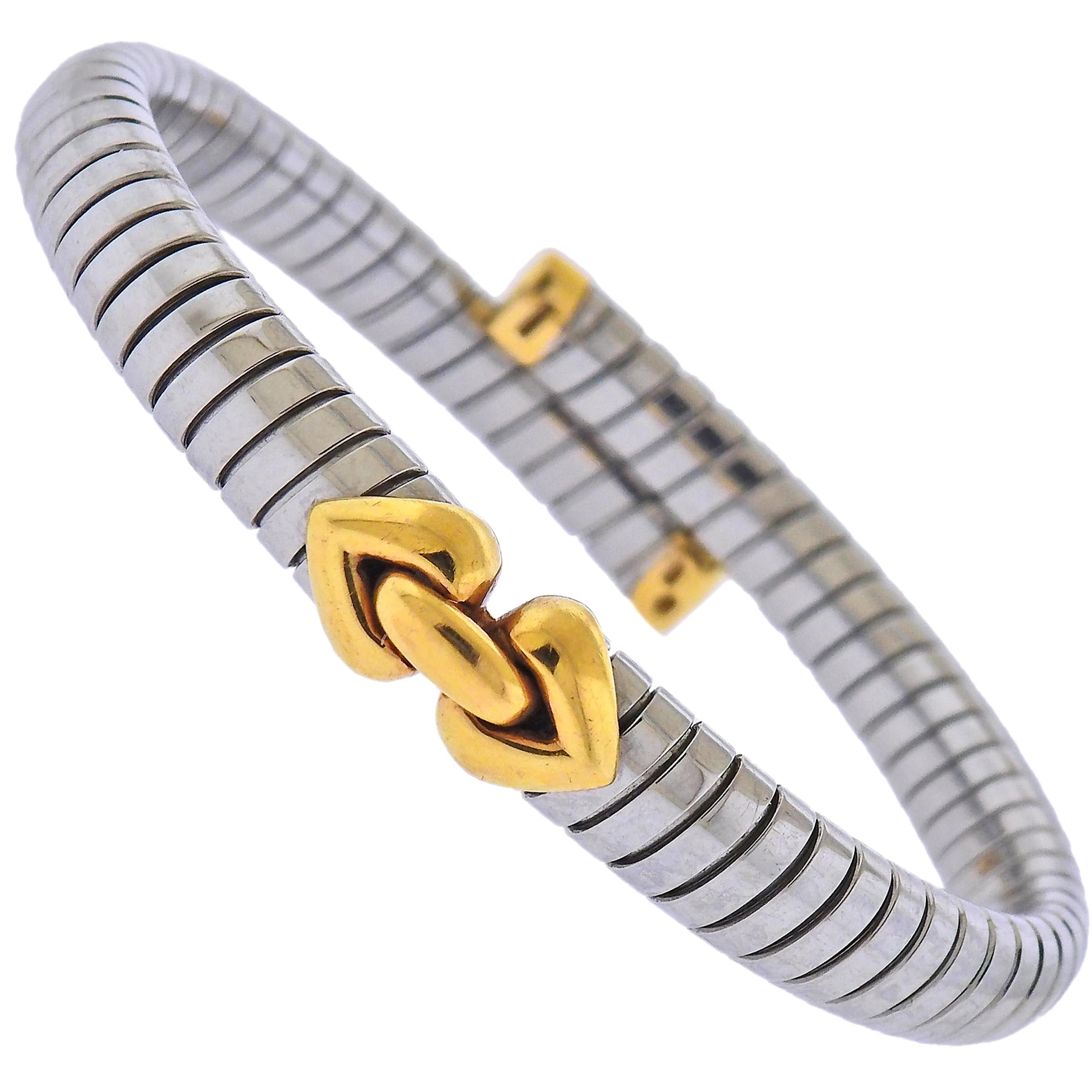 Bulgari Tubogas Alveare Gold Steel Bracelet