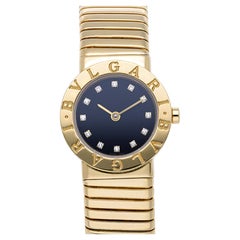 Bulgari Tubogas BB23 18K Yellow Gold Diamond Dial 26mm Ladies Watch Full Set