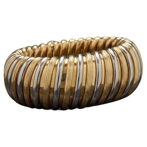 Bulgari Tubogas Bicolor 18 Karat Yellow and White Gold Bracelet For Sale