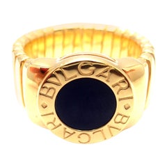 Bulgari Tubogas Black Onyx Yellow Gold Band Ring