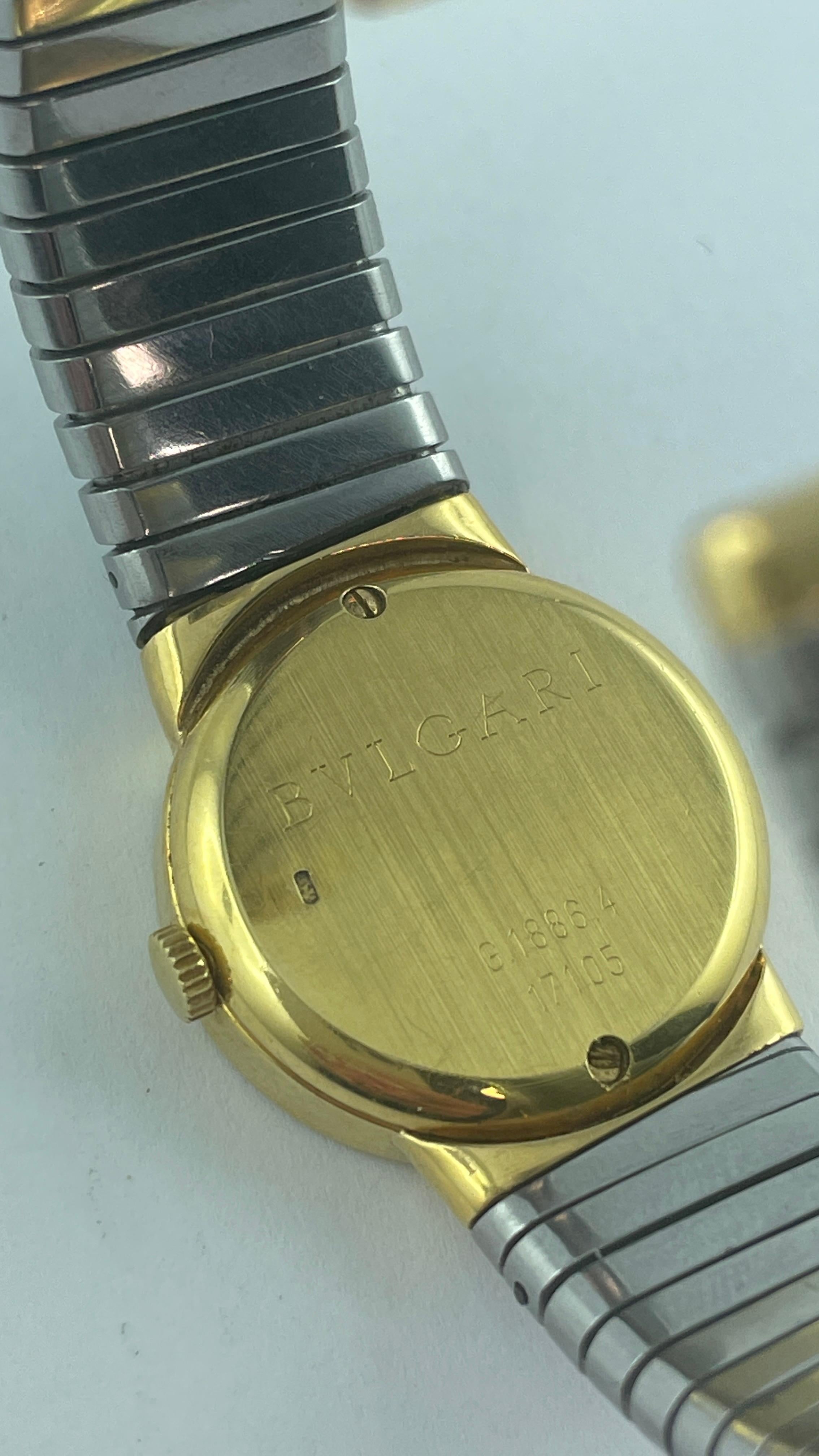 Bulgari Montre-bracelet Tubogas en or jaune et acier Unisexe en vente