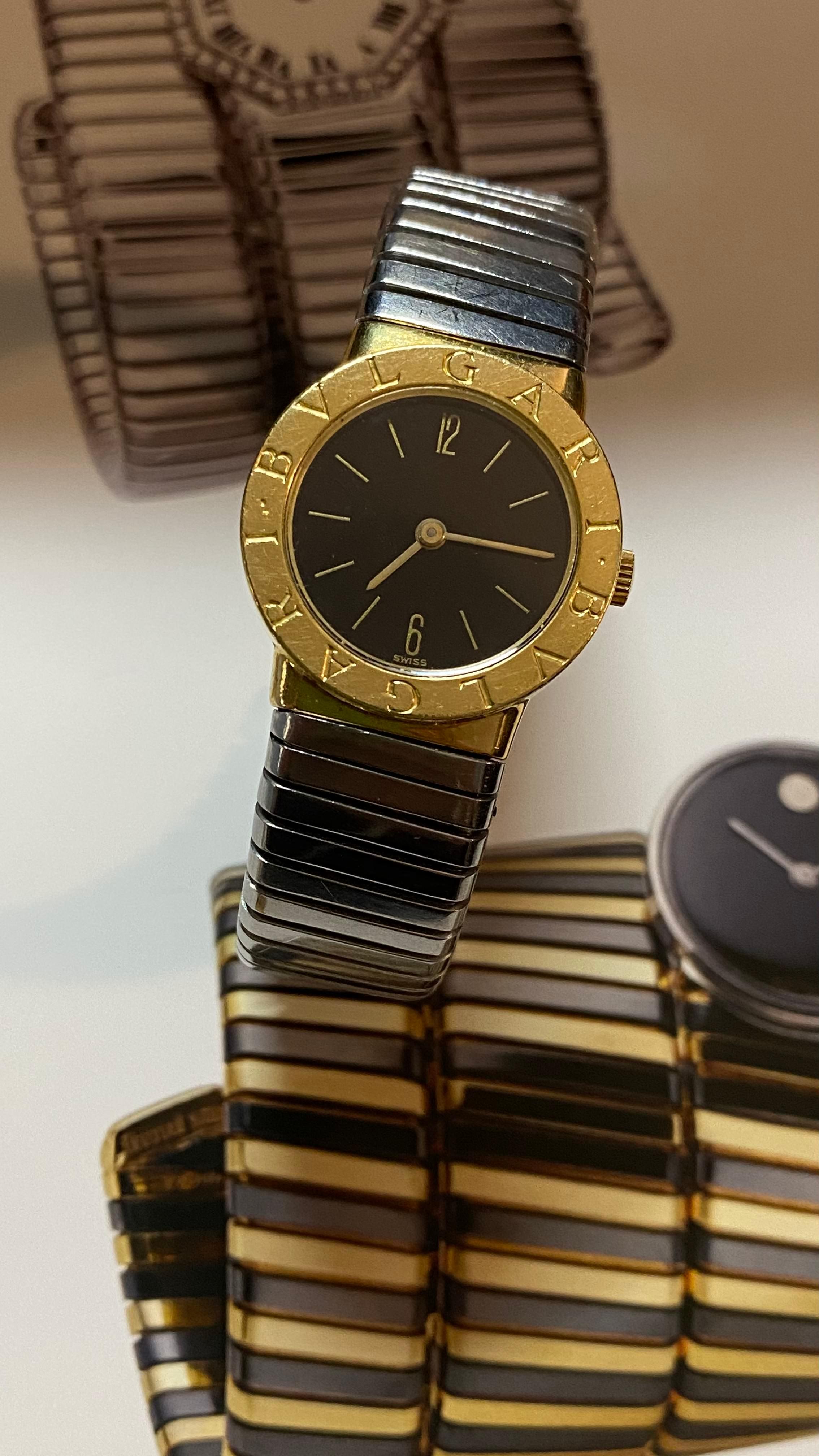 Bulgari Tubogas-Armbanduhr aus Gelbgold und Stahl im Angebot 2