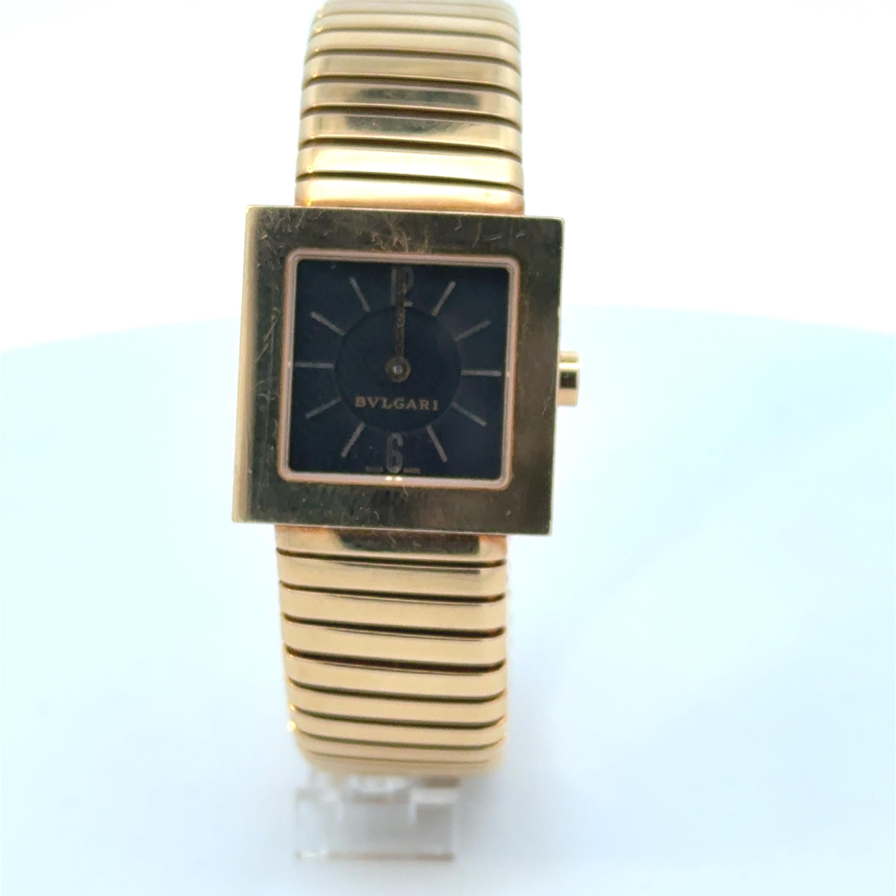 Women's or Men's Bulgari Tubogas Bracelet Watch Yellow Gold Bangle For Sale