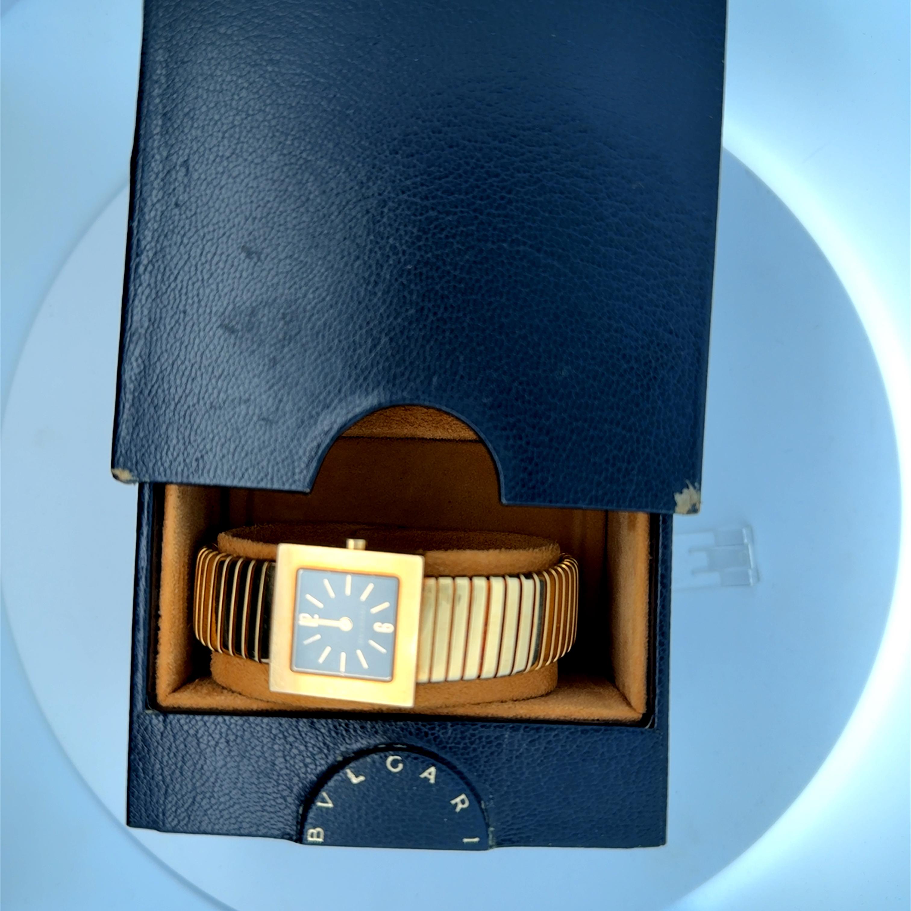 Bulgari Tubogas Bracelet Watch Yellow Gold Bangle For Sale 2