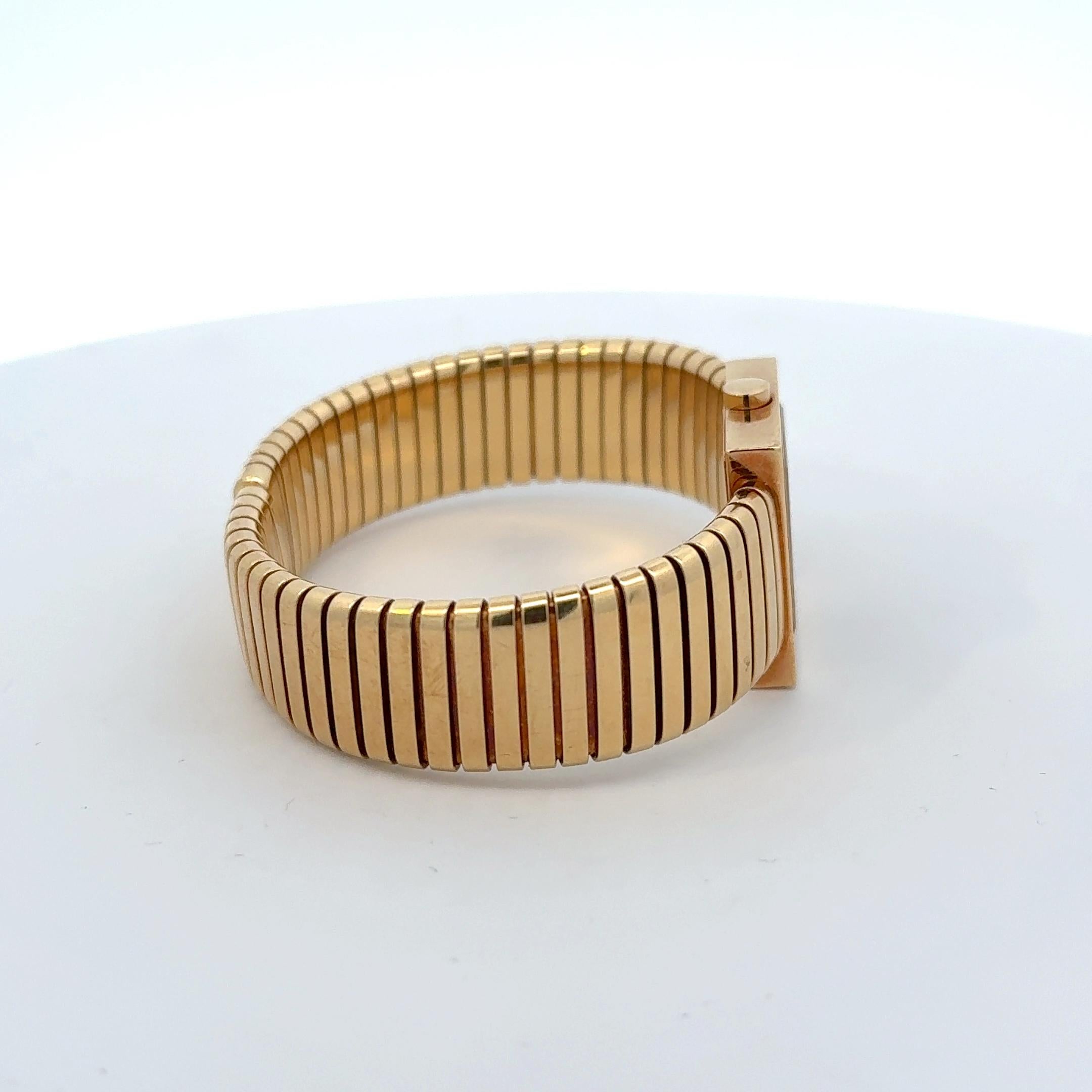 Bulgari Tubogas Bracelet Watch Yellow Gold Bangle For Sale 4