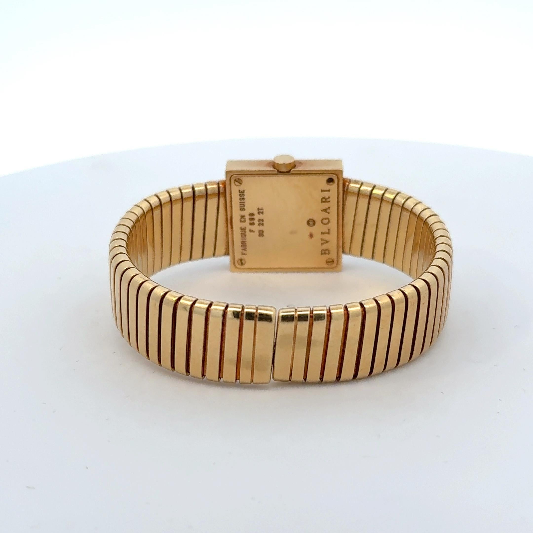 Bulgari Tubogas Bracelet Watch Yellow Gold Bangle For Sale 5