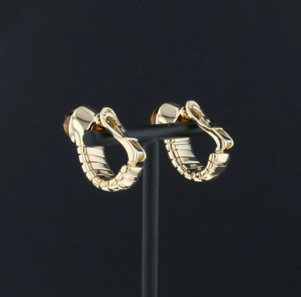 Bulgari Tubogas Citrine 18 Karat Yellow Gold Earrings In Excellent Condition For Sale In Napoli, Italy