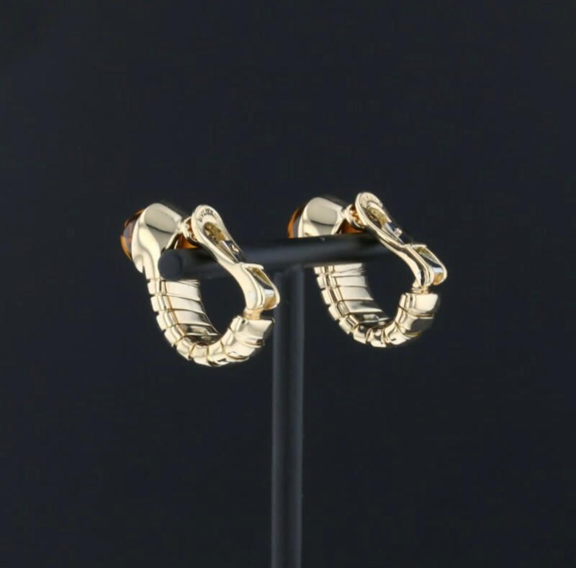 Bulgari Tubogas Citrine 18 Karat Yellow Gold Earrings In Excellent Condition In Napoli, NA