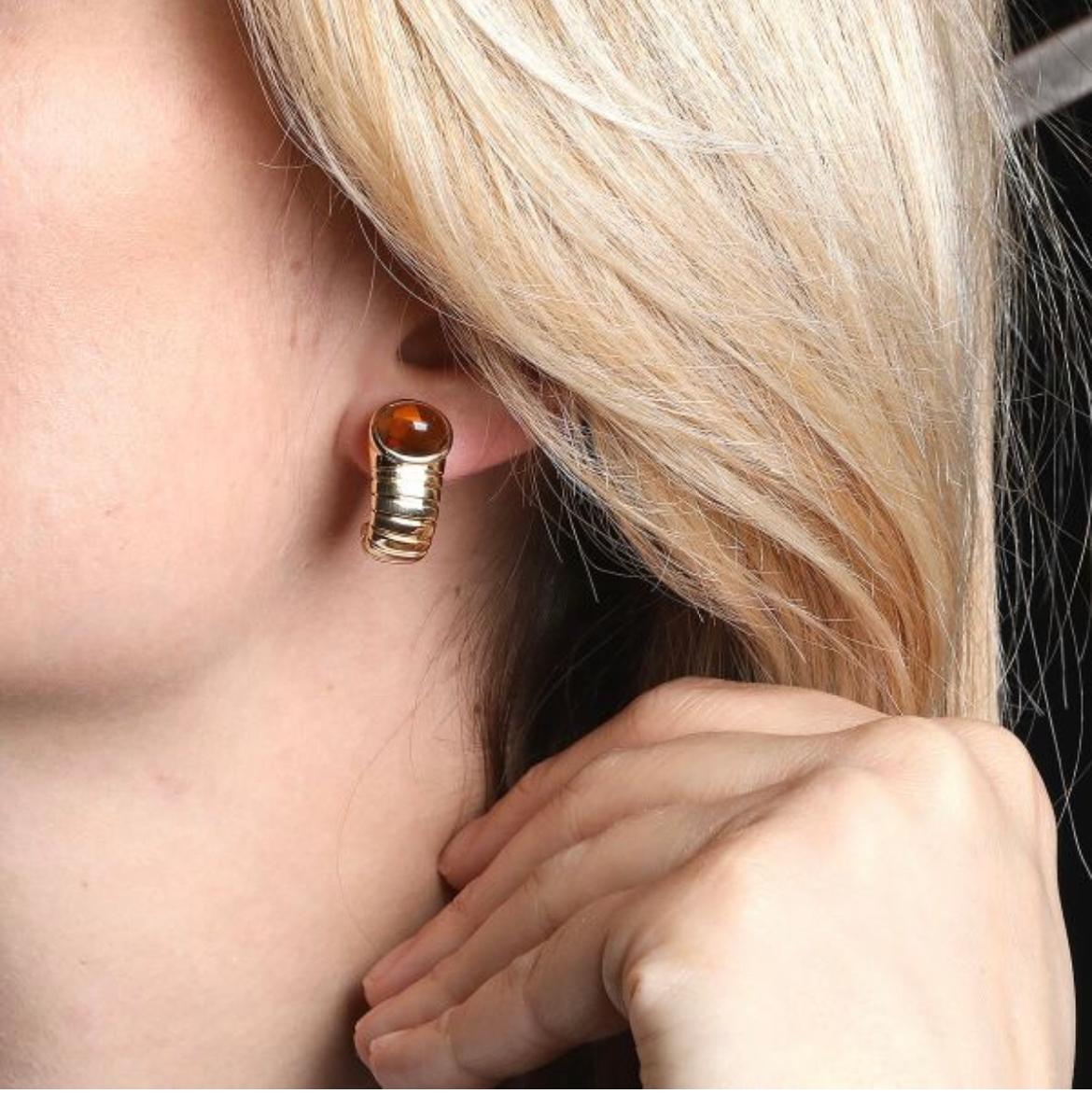 Women's Bulgari Tubogas Citrine 18 Karat Yellow Gold Earrings