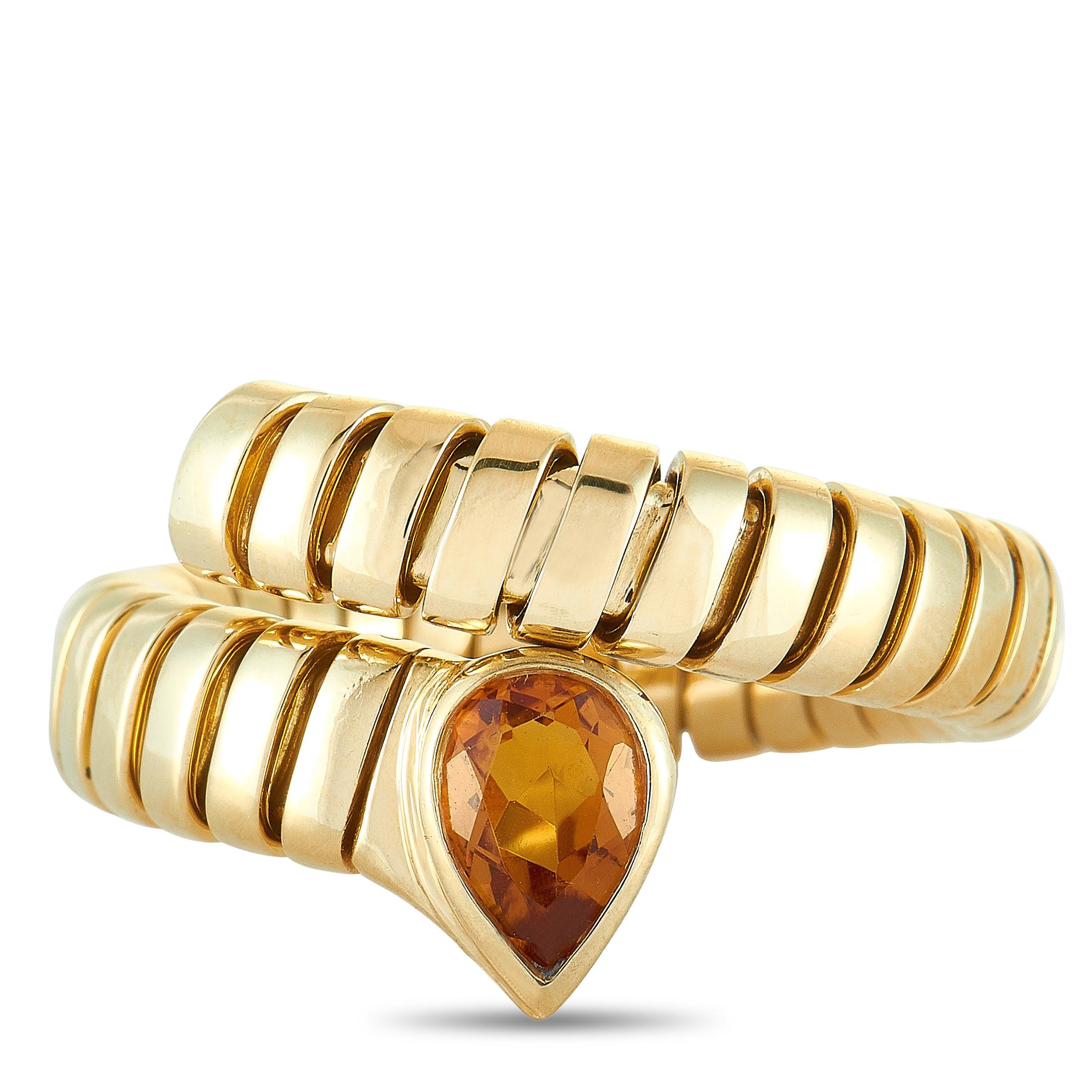 Bulgari Tubogas Citrine Yellow Gold Bypass Ring 2