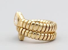 Bulgari Tubogas Diamond and 18 Karat Yellow Gold Flexible Snake Ring