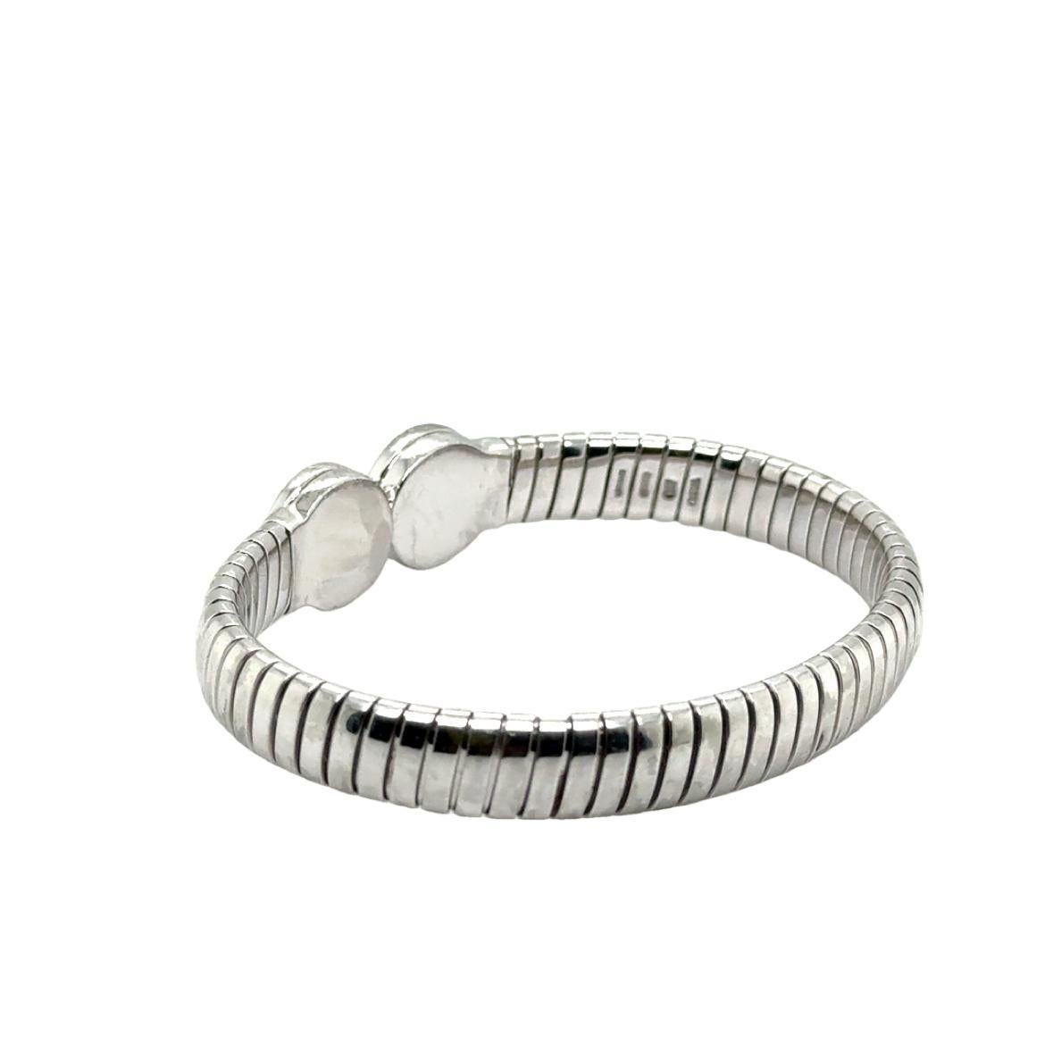 Contemporary Bulgari Tubogas Diamond Cuff Bangle in Stainless Steel
