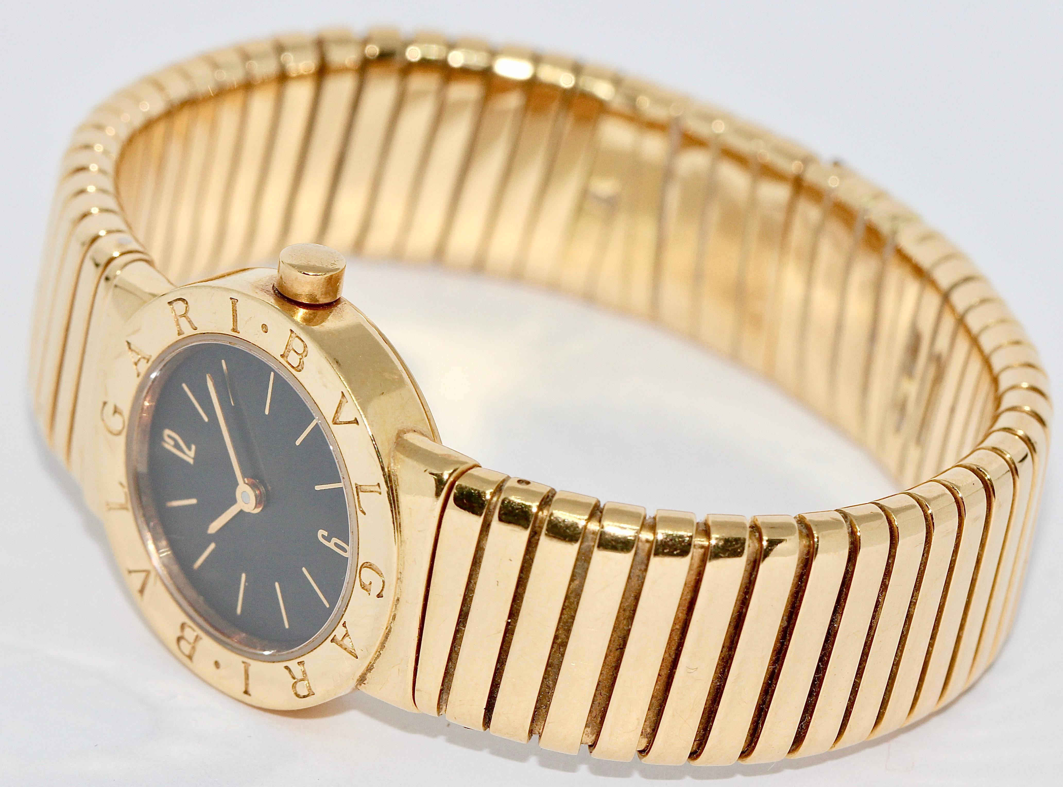 Bulgari Tubogas Ladies 18 Karat Bracelet Bangle Wristwatch In Good Condition In Berlin, DE