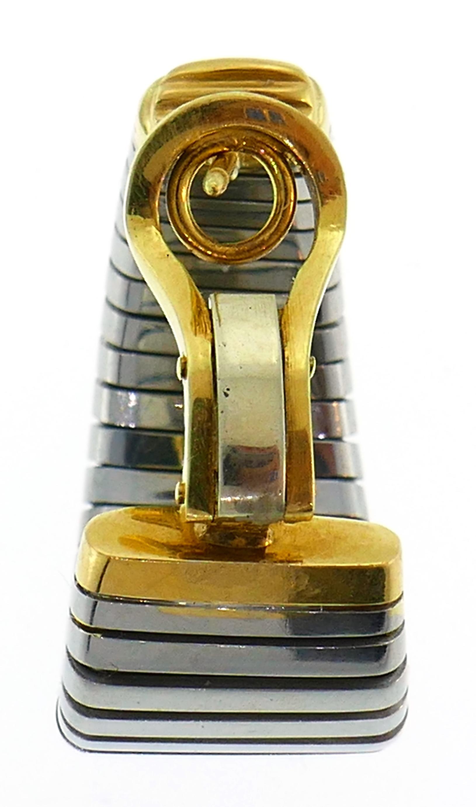 Bulgari Tubogas Earrings and Necklace Set Stainless Steel Yellow Gold, 1980s 2