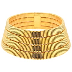 Bulgari Tubogas Four-Row Gold Collar Necklace
