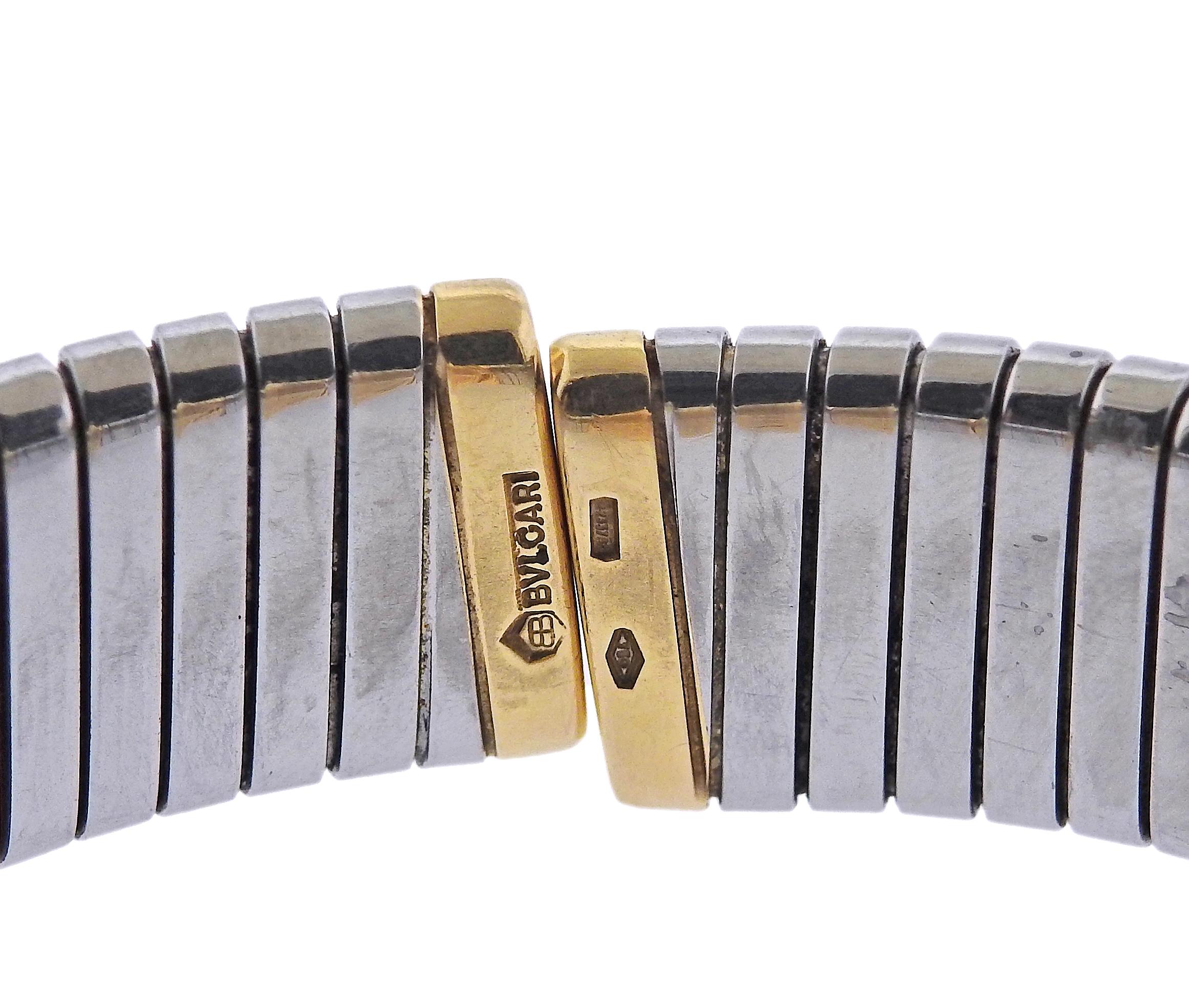 Bulgari Bracelet montre Tubogas BB232T en or et acier en vente 1