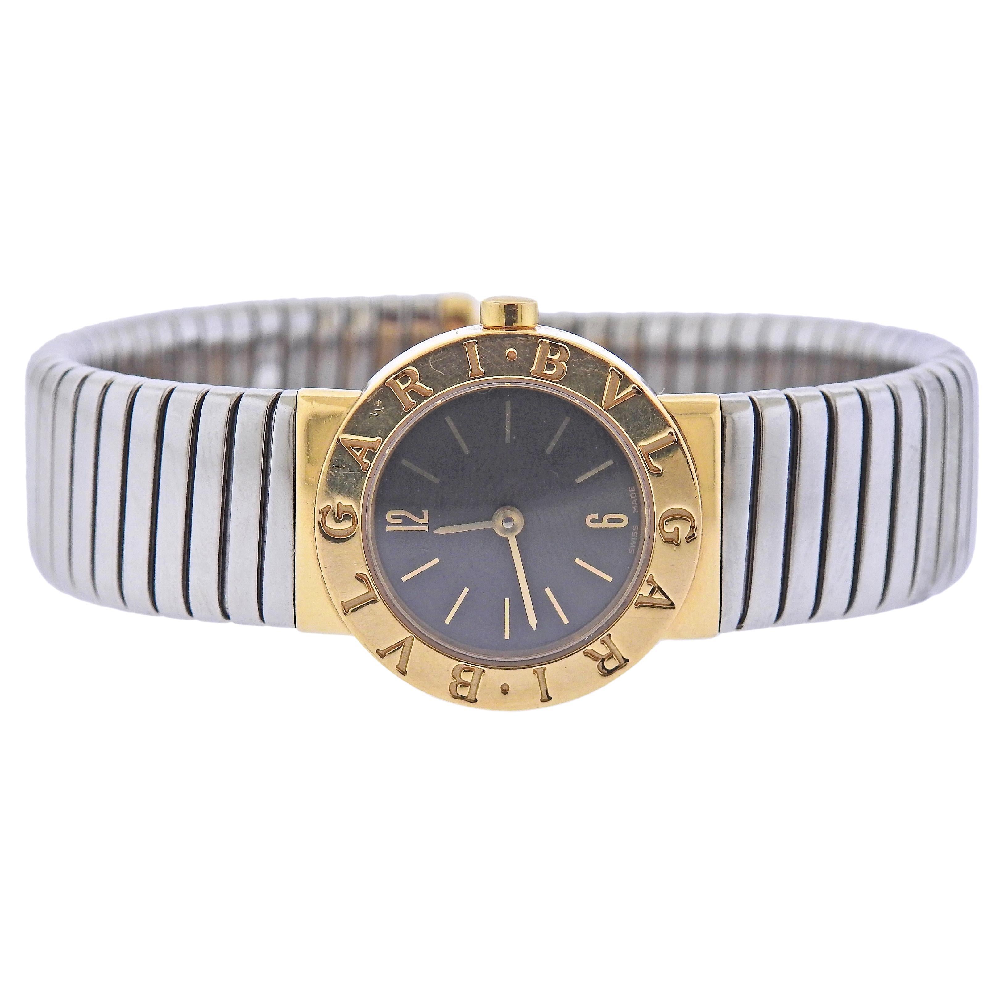 Bulgari Tubogas Gold and Steel Watch Bracelet BB232T For Sale