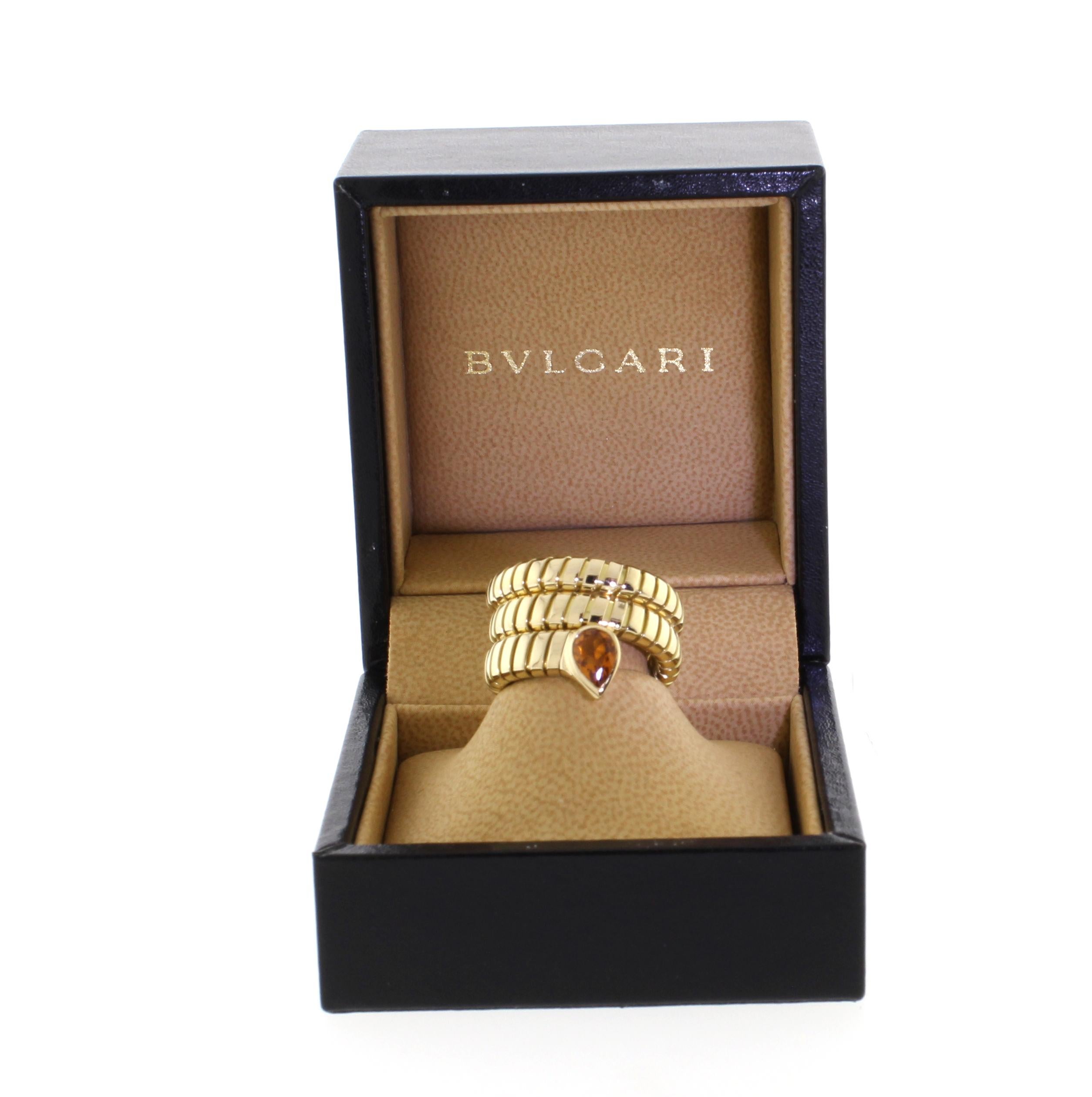 Women's or Men's Bulgari Tubogas Gold Citrine Wrap Ring