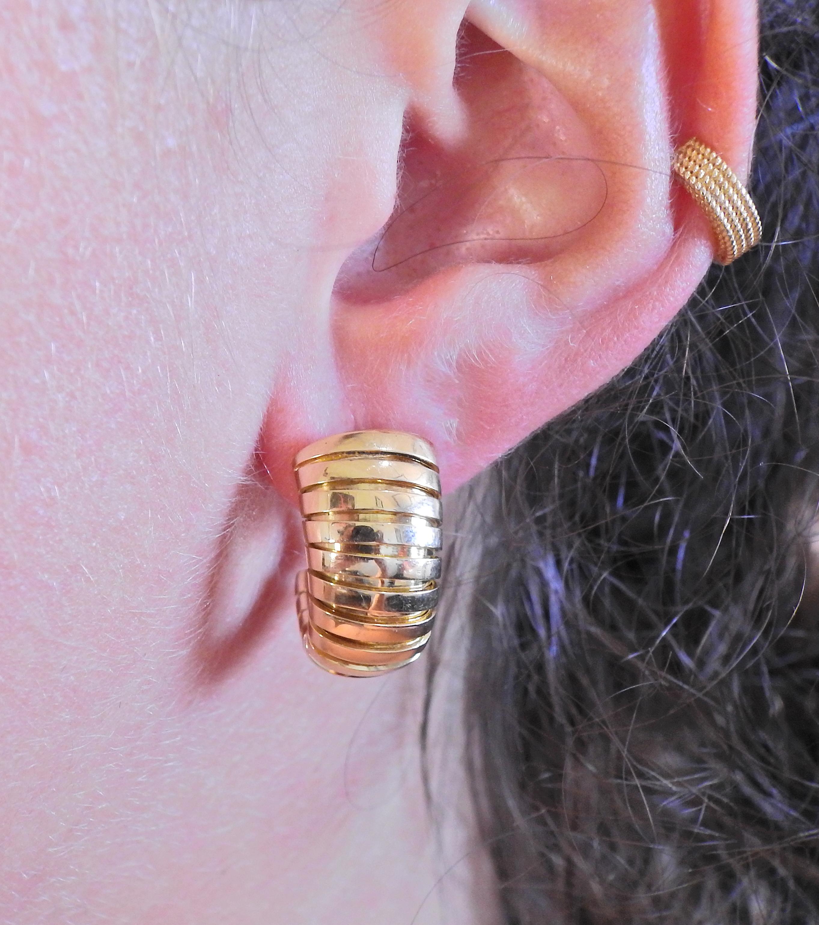 Bulgari Tubogas Gold Half Hoop Earrings 1