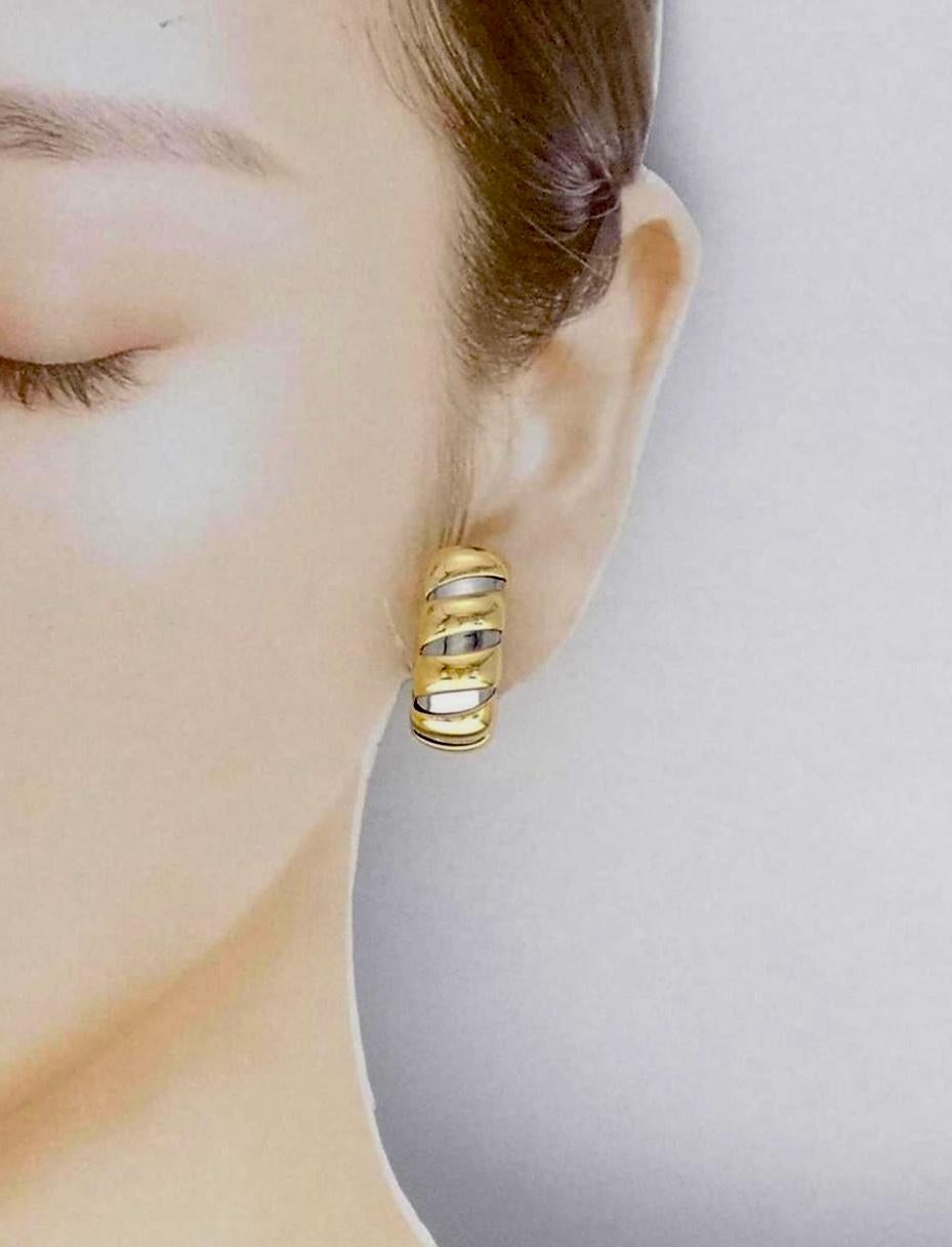 Bulgari Tubogas Gold Stainless Steel Hoop Earrings For Sale 3