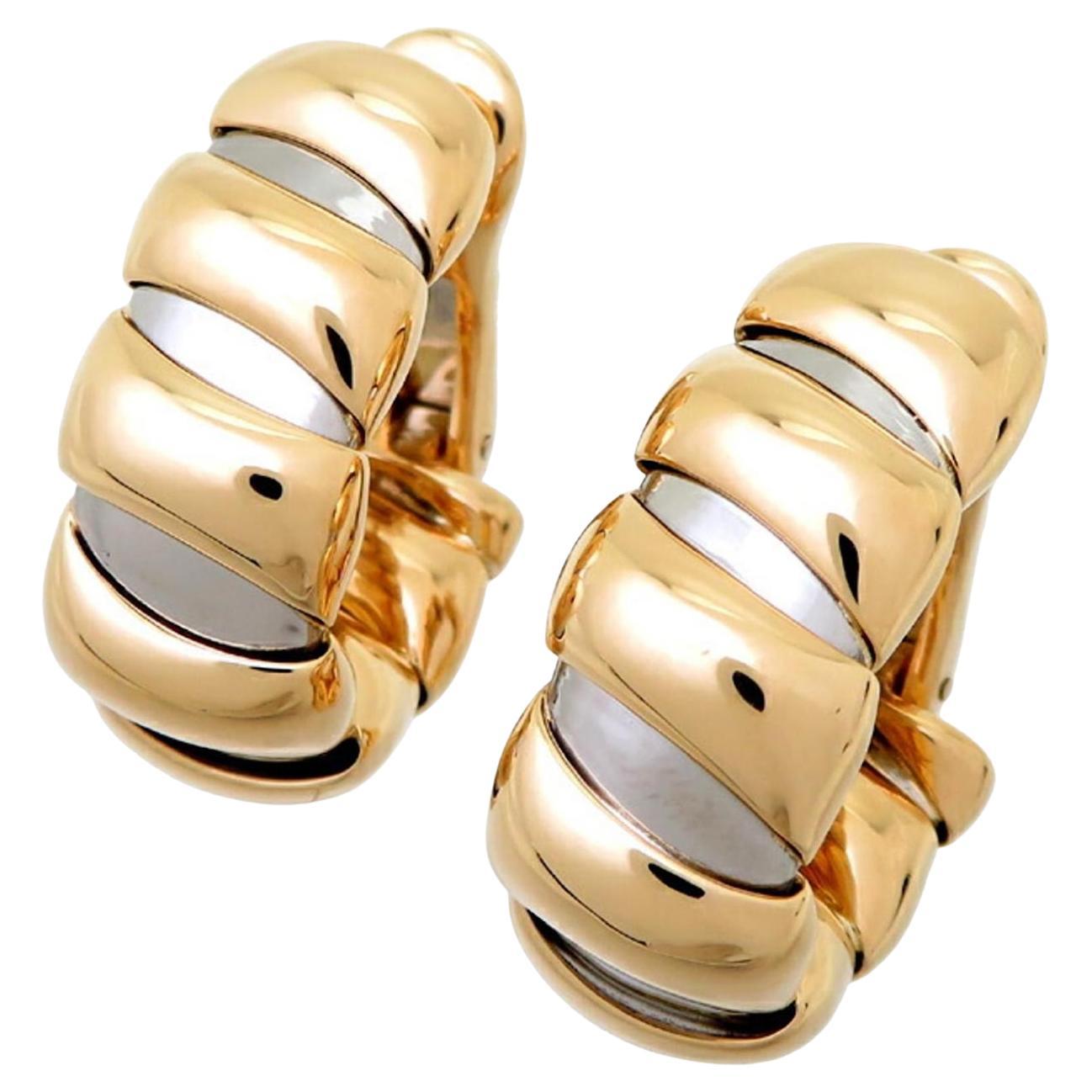 Bulgari Tubogas Gold Stainless Steel Hoop Earrings