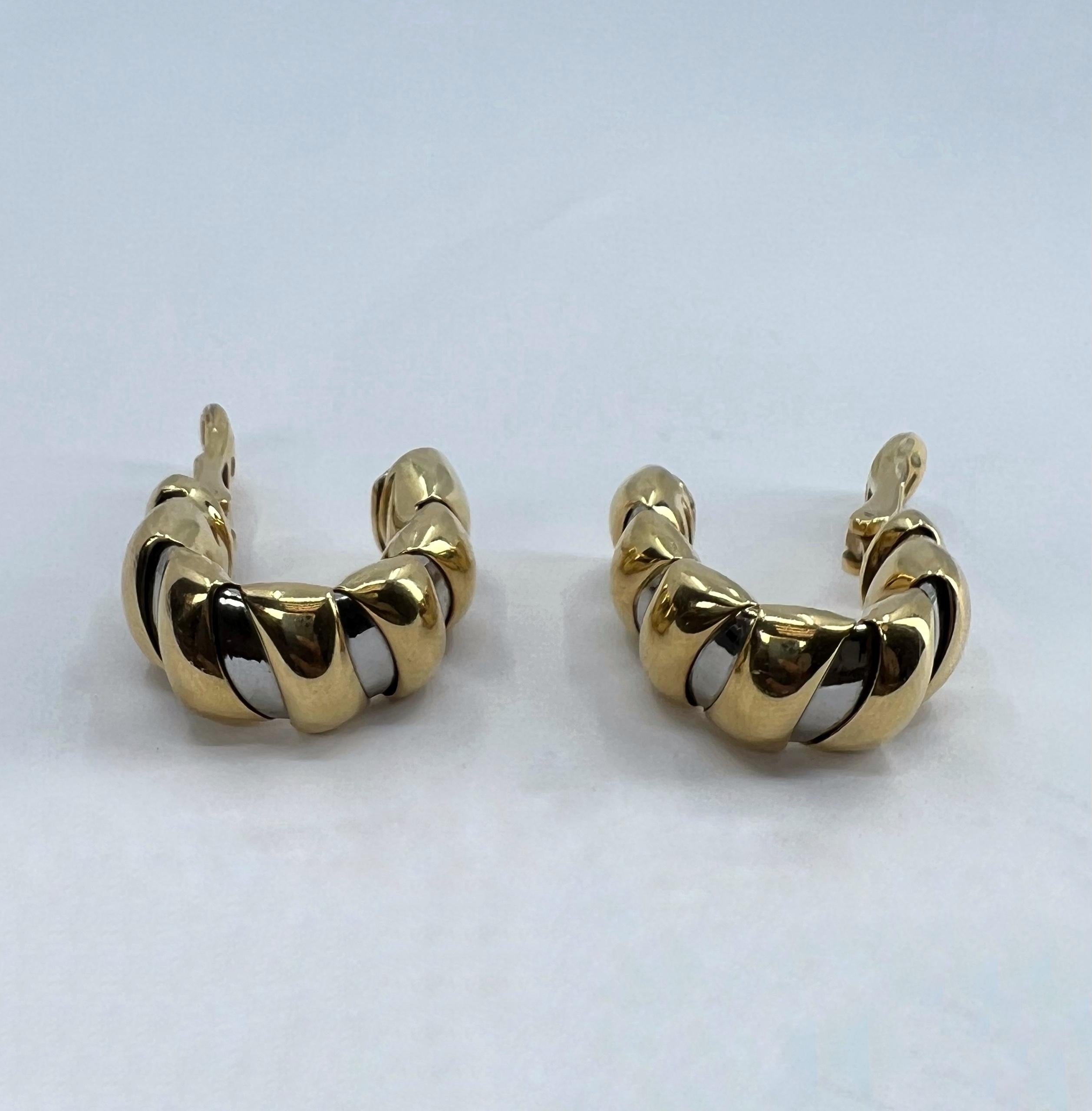 Women's Bulgari Tubogas Gold Steel Earrings